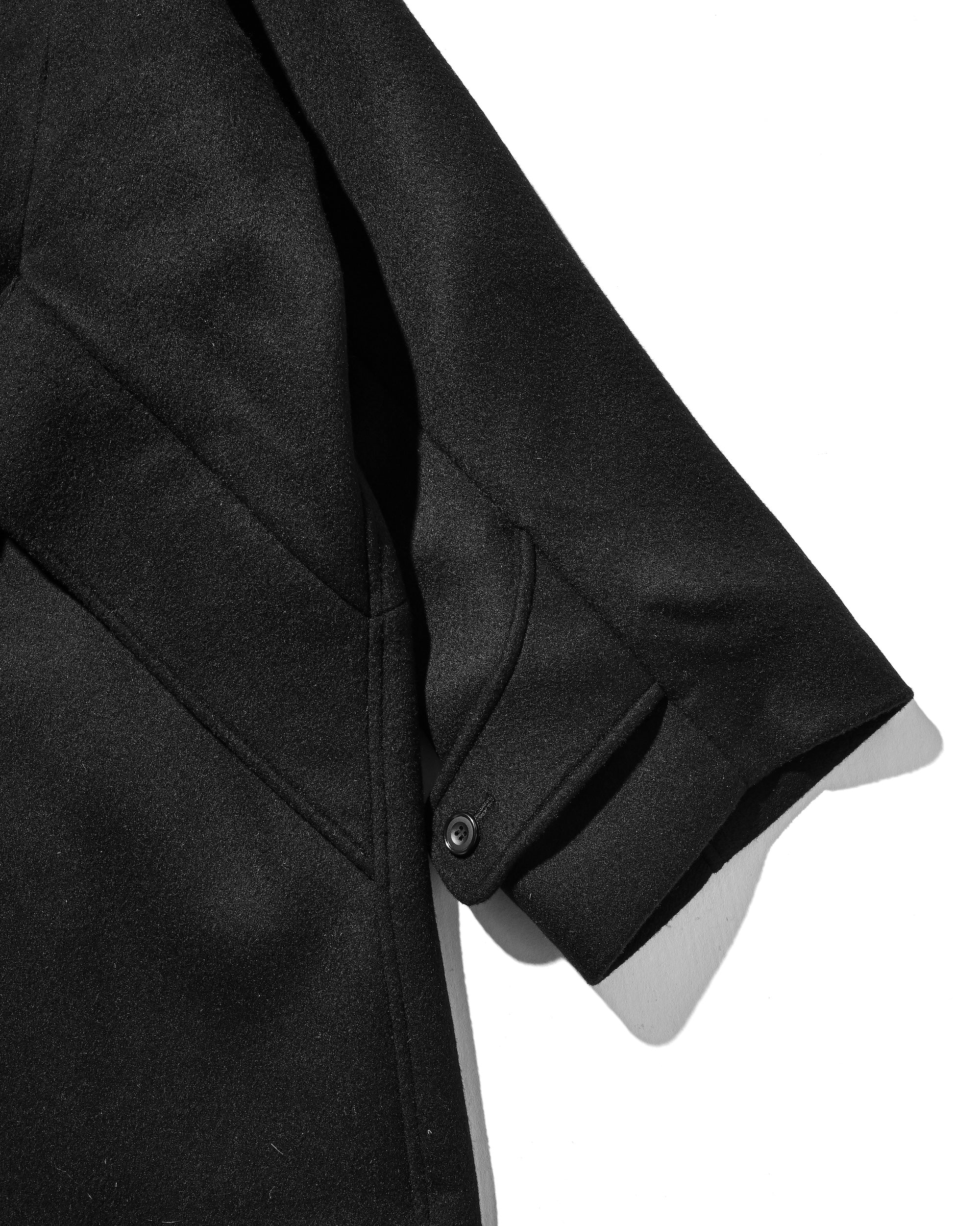 【12.10 WED 20:00- IN STOCK】WOOL MELTON BALMACAAN COAT (BLACK)