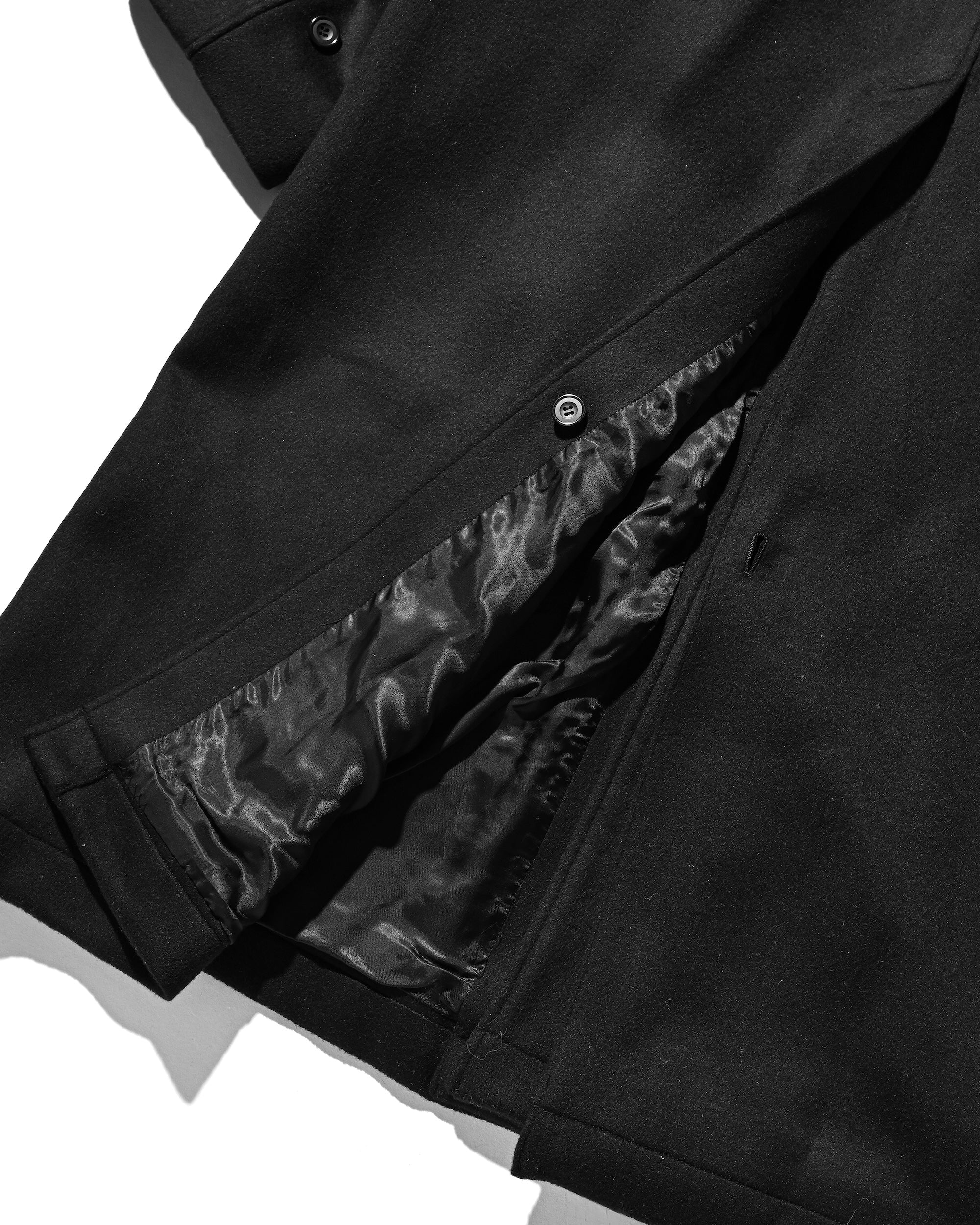 【12.10 WED 20:00- IN STOCK】WOOL MELTON BALMACAAN COAT (BLACK)