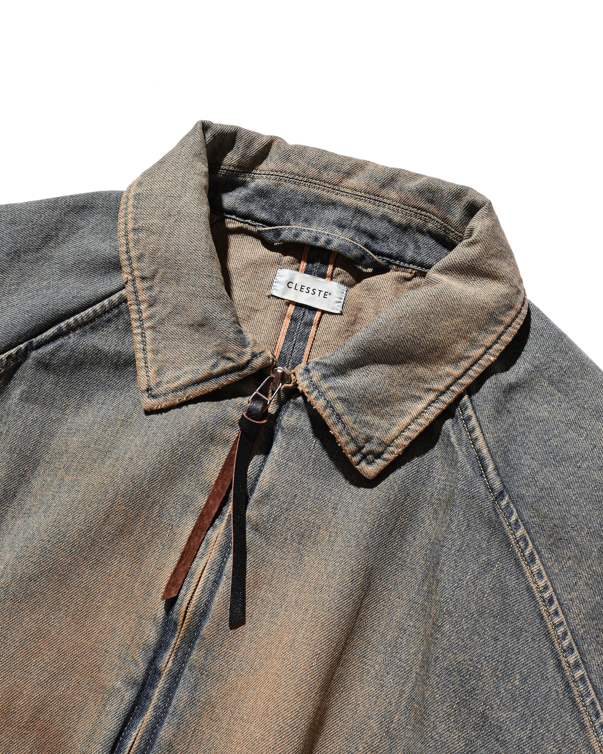 VINTAGE DYED SELVEDGE DENIM CITY UTILITY JACKET (VINTAGE BEIGE)