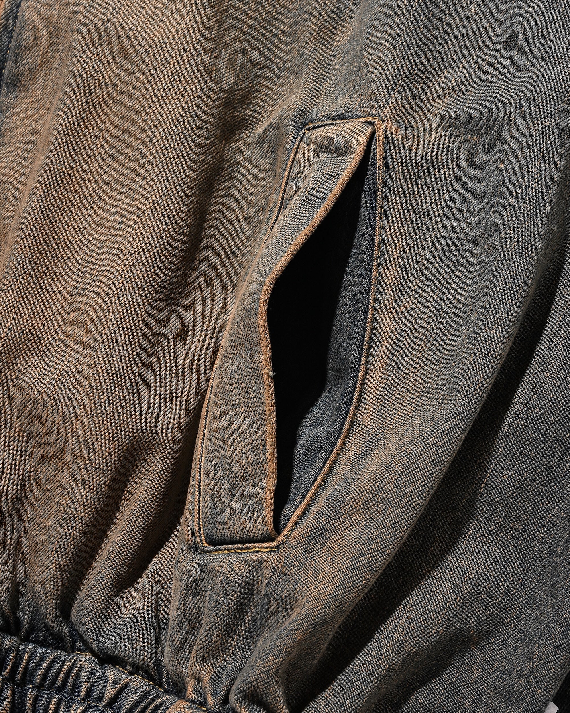 VINTAGE DYED SELVEDGE DENIM CITY UTILITY JACKET (VINTAGE BROWN)