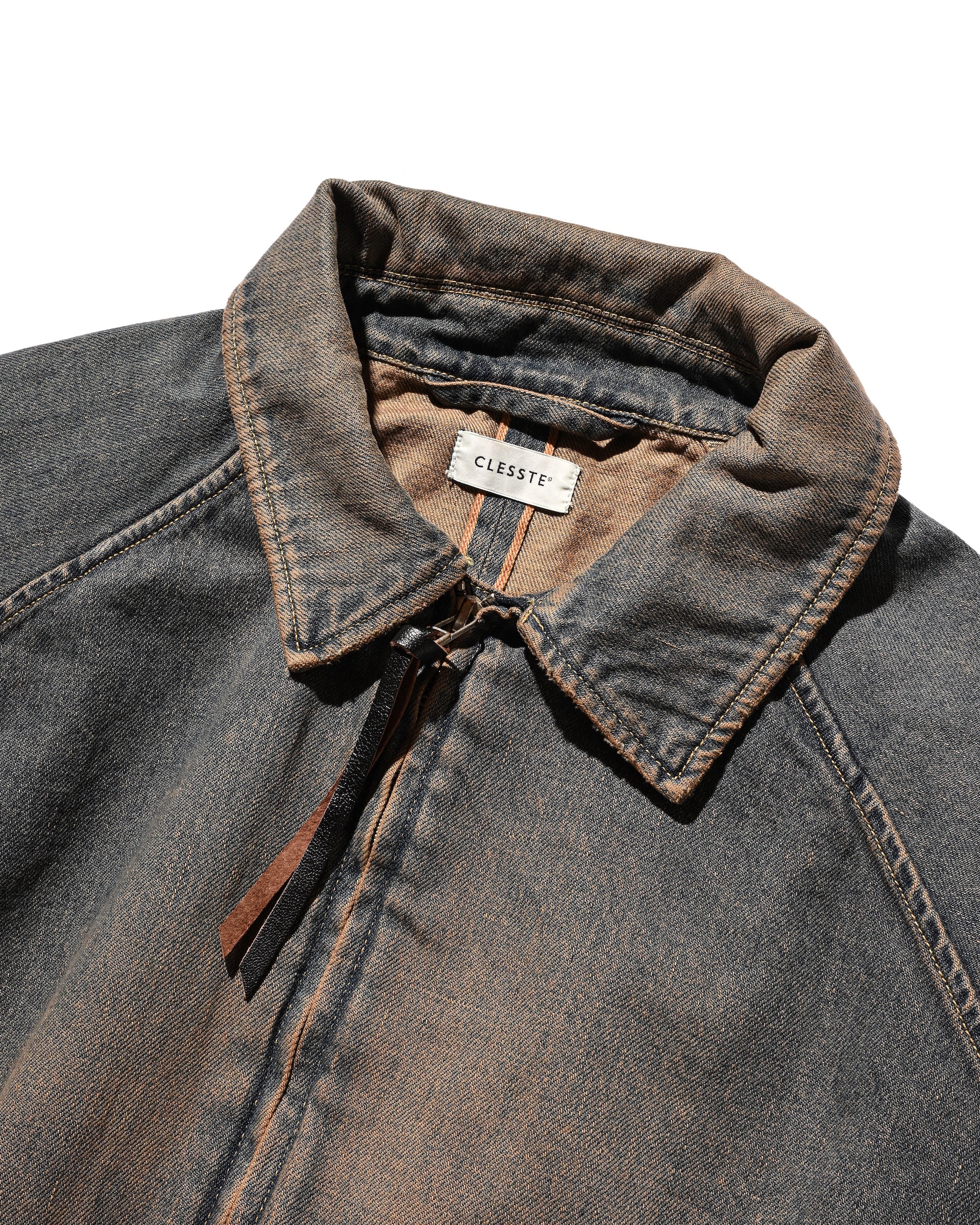 VINTAGE DYED SELVEDGE DENIM CITY UTILITY JACKET (VINTAGE BROWN)