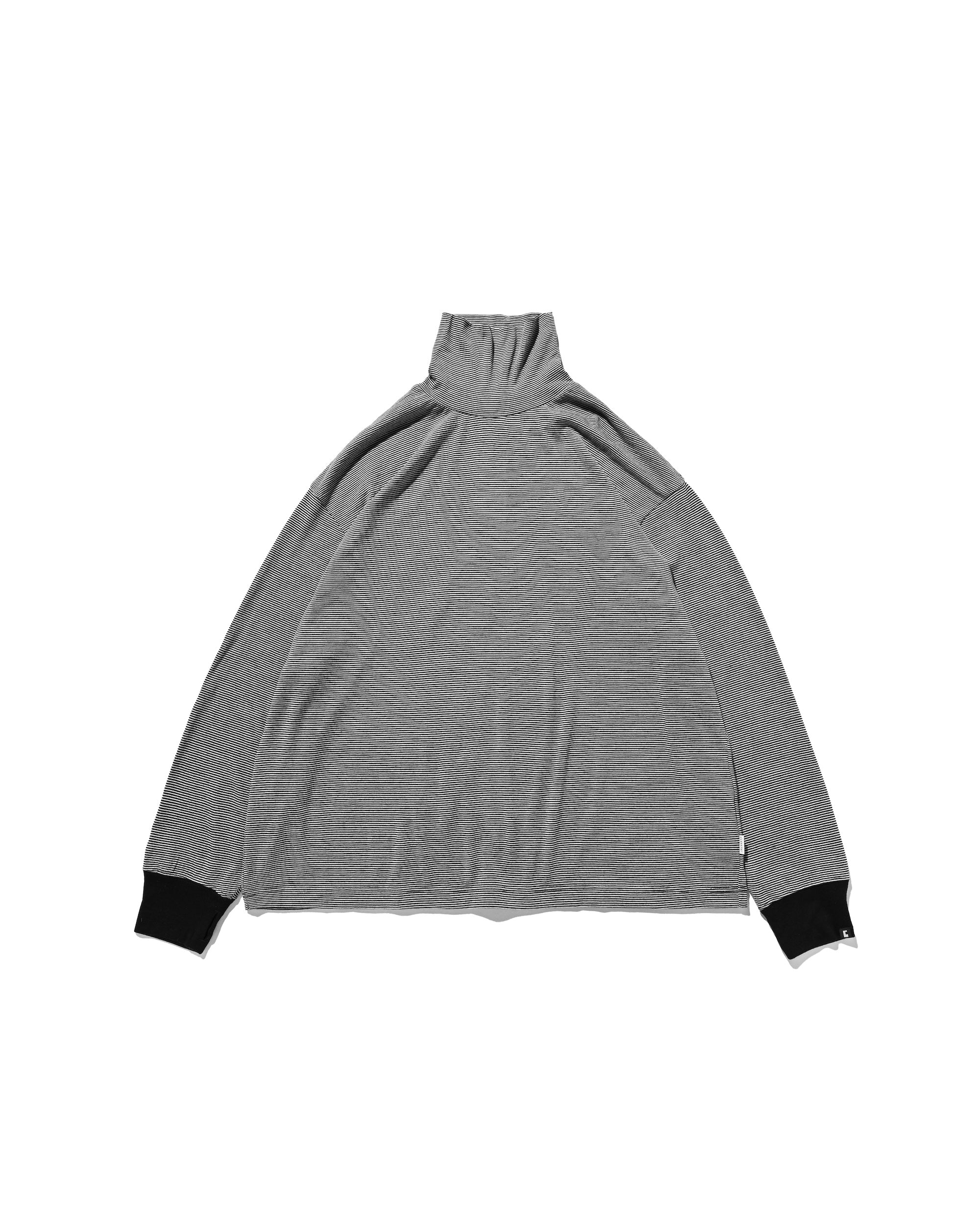 【12.17 WED 20:00- IN STOCK】WOOL BORDER L/S TURTLE NECK T-SHIRT (BLACK×WHITE)