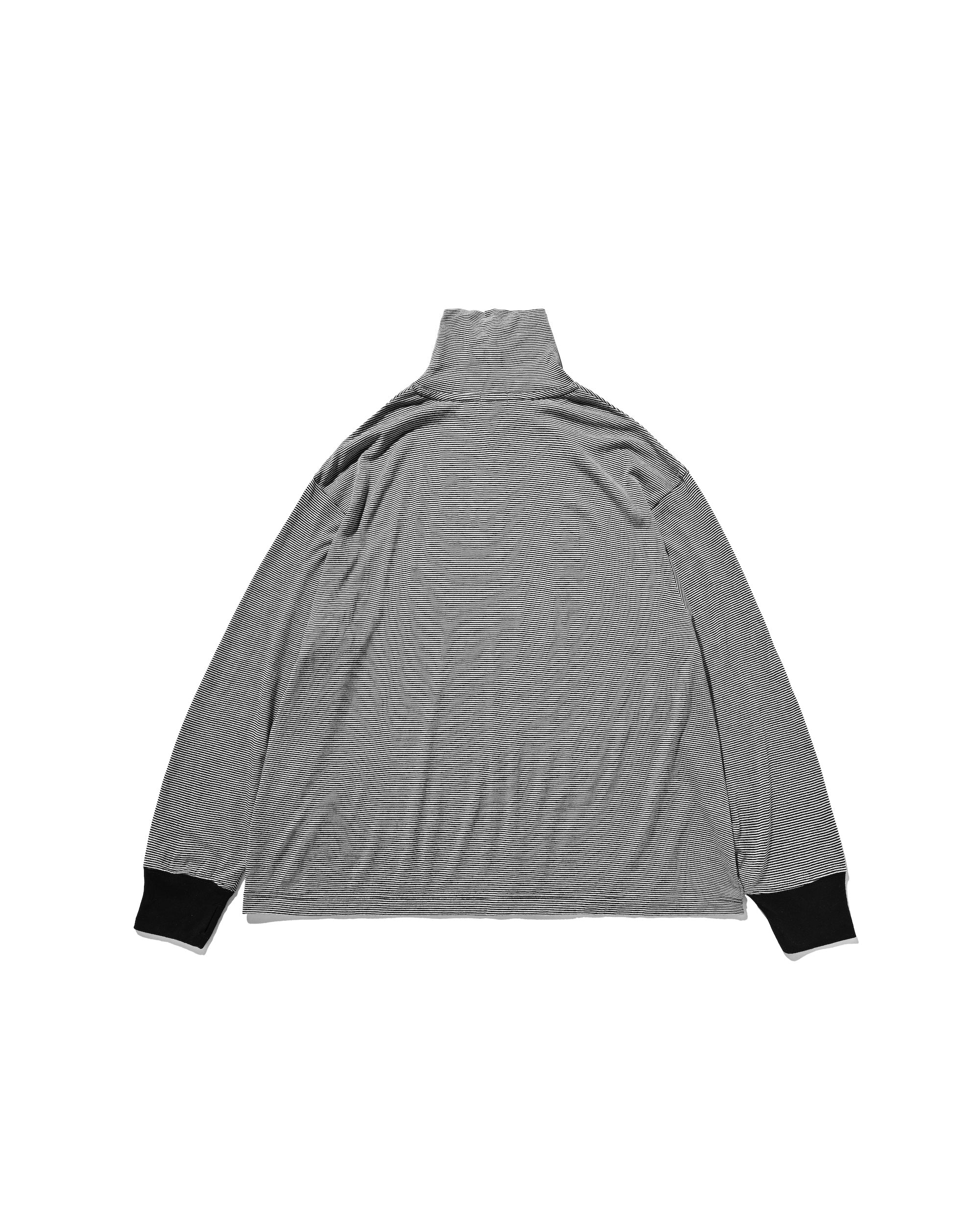 【12.17 WED 20:00- IN STOCK】WOOL BORDER L/S TURTLE NECK T-SHIRT (BLACK×WHITE)