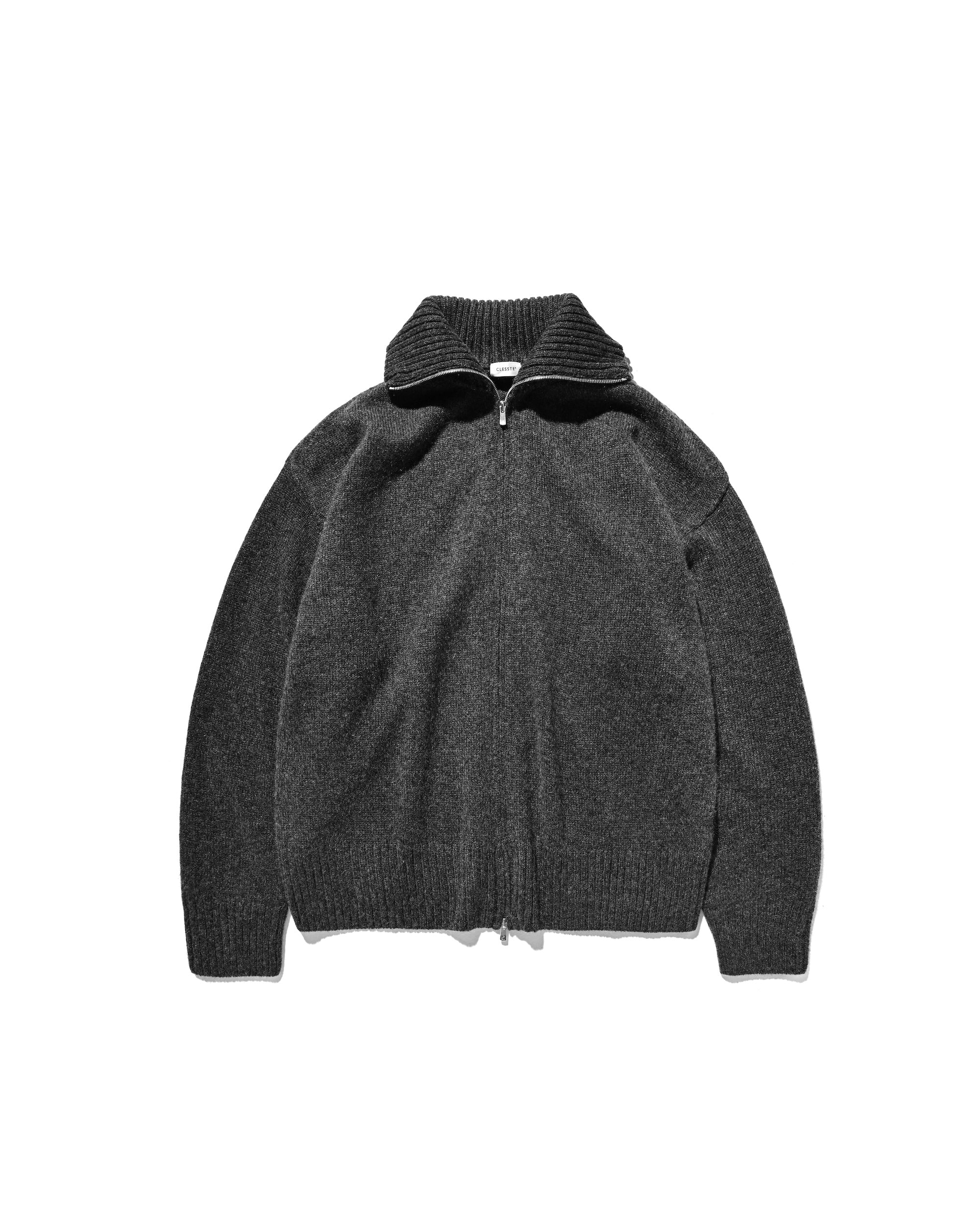 12.24 WED 20:00- IN STOCK】YAK WOOL ZIPUP KNIT (CHARCOAL)