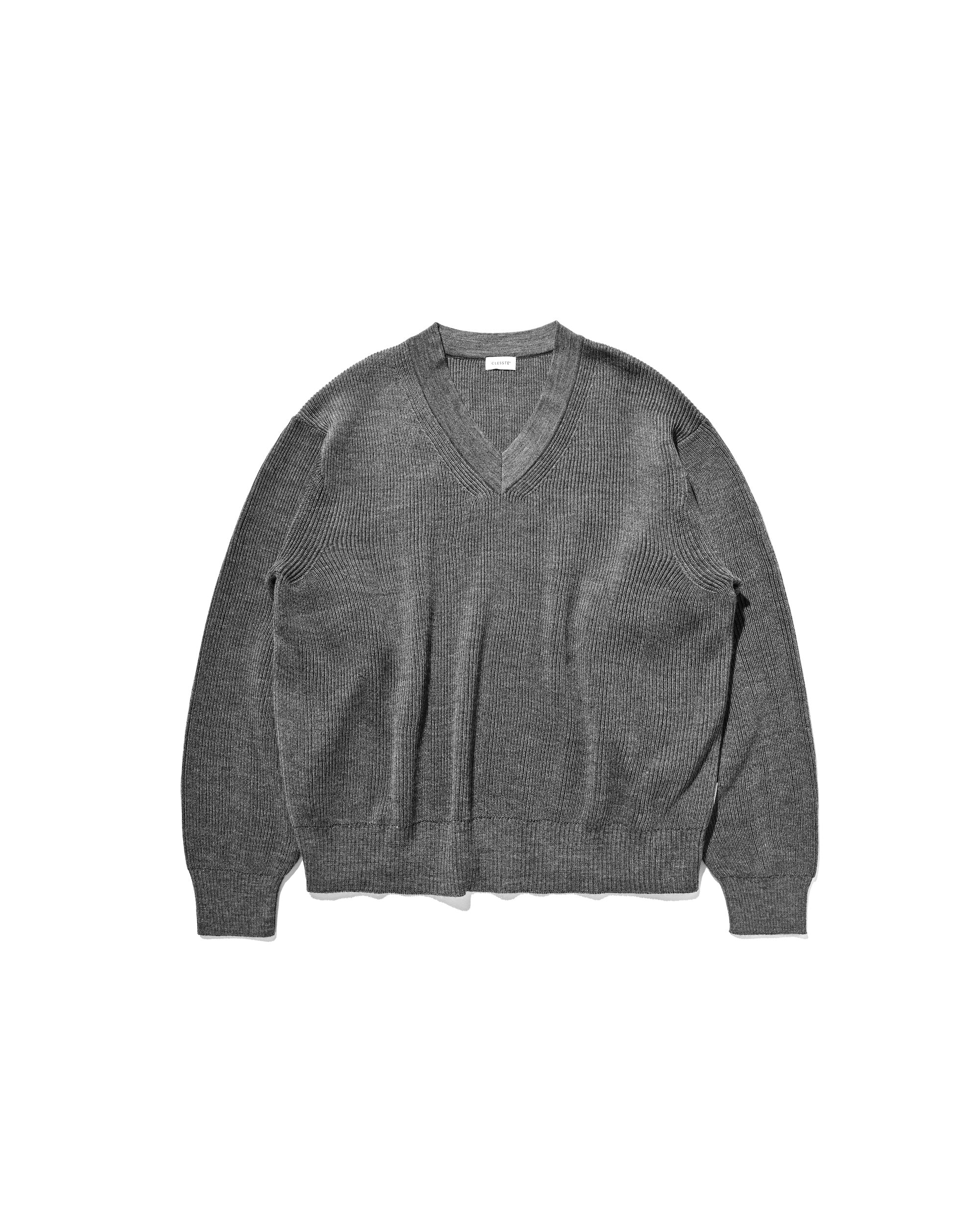 【1.7 WED 20:00- IN STOCK】FINE WOOL V-NECK KNIT PULLOVER (GRAY)