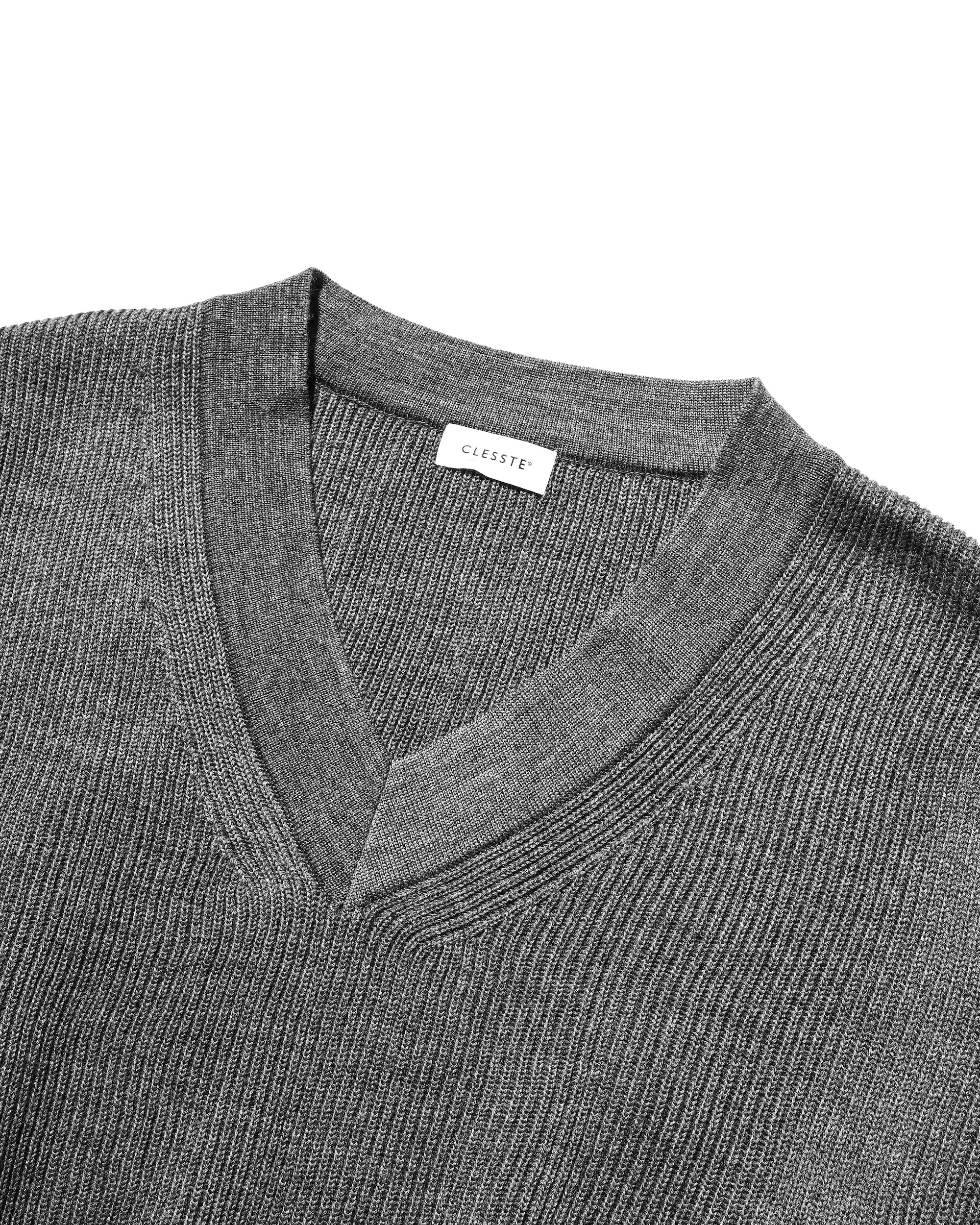 【1.7 WED 20:00- IN STOCK】FINE WOOL V-NECK KNIT PULLOVER (GRAY)