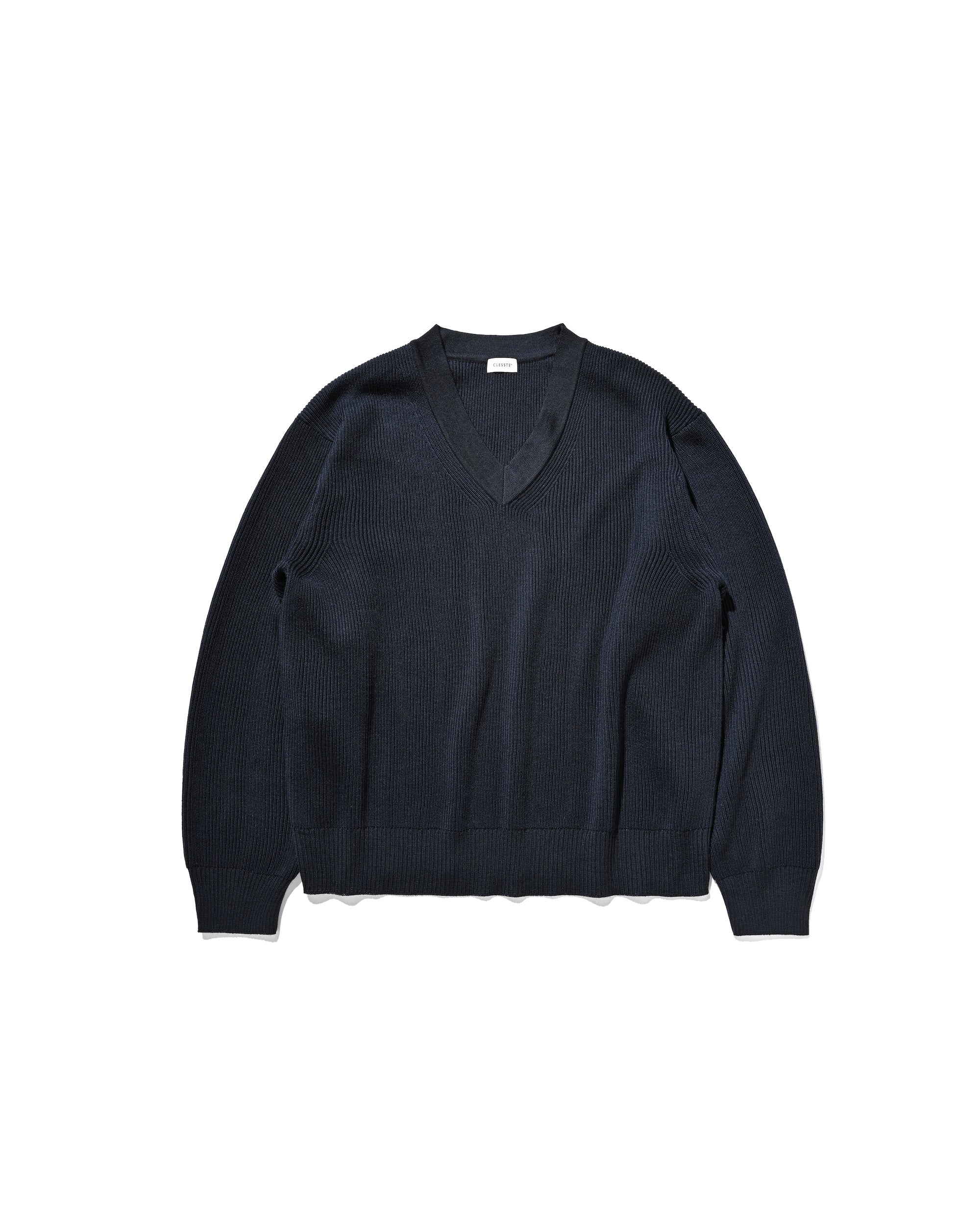 【1.7 WED 20:00- IN STOCK】FINE WOOL V-NECK KNIT PULLOVER (NAVY)