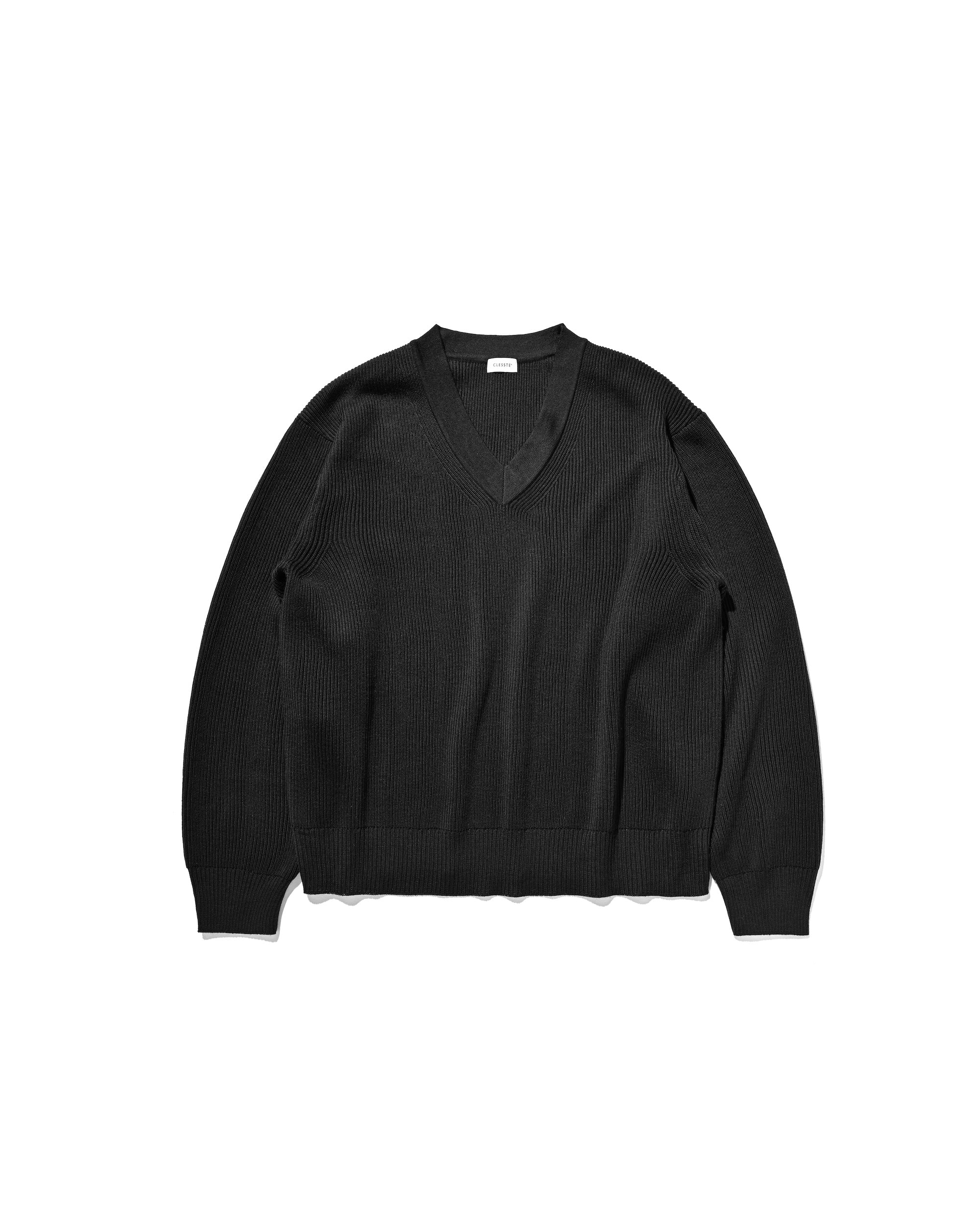 1.7 WED 20:00- IN STOCK】FINE WOOL V-NECK KNIT PULLOVER (BLACK)