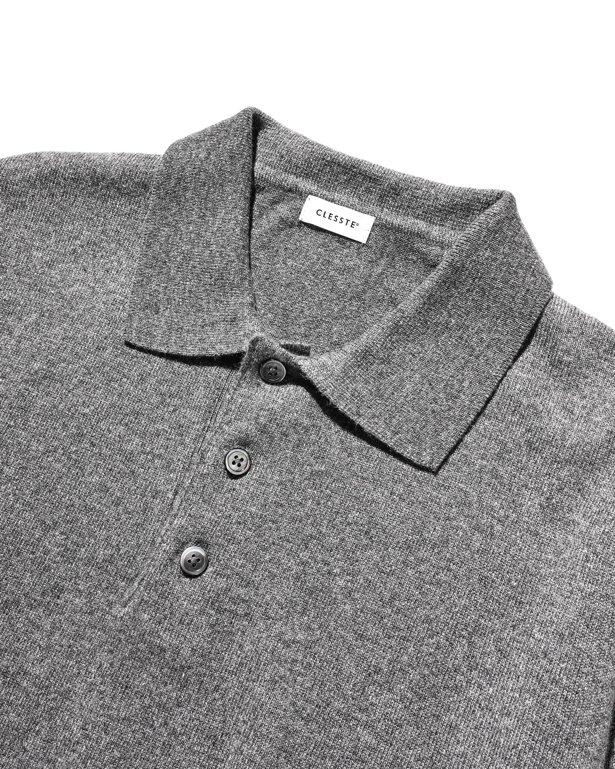 【12.27 SAT 20:00- IN STOCK】CASHMERE KNIT POLO SHIRT (GRAY)