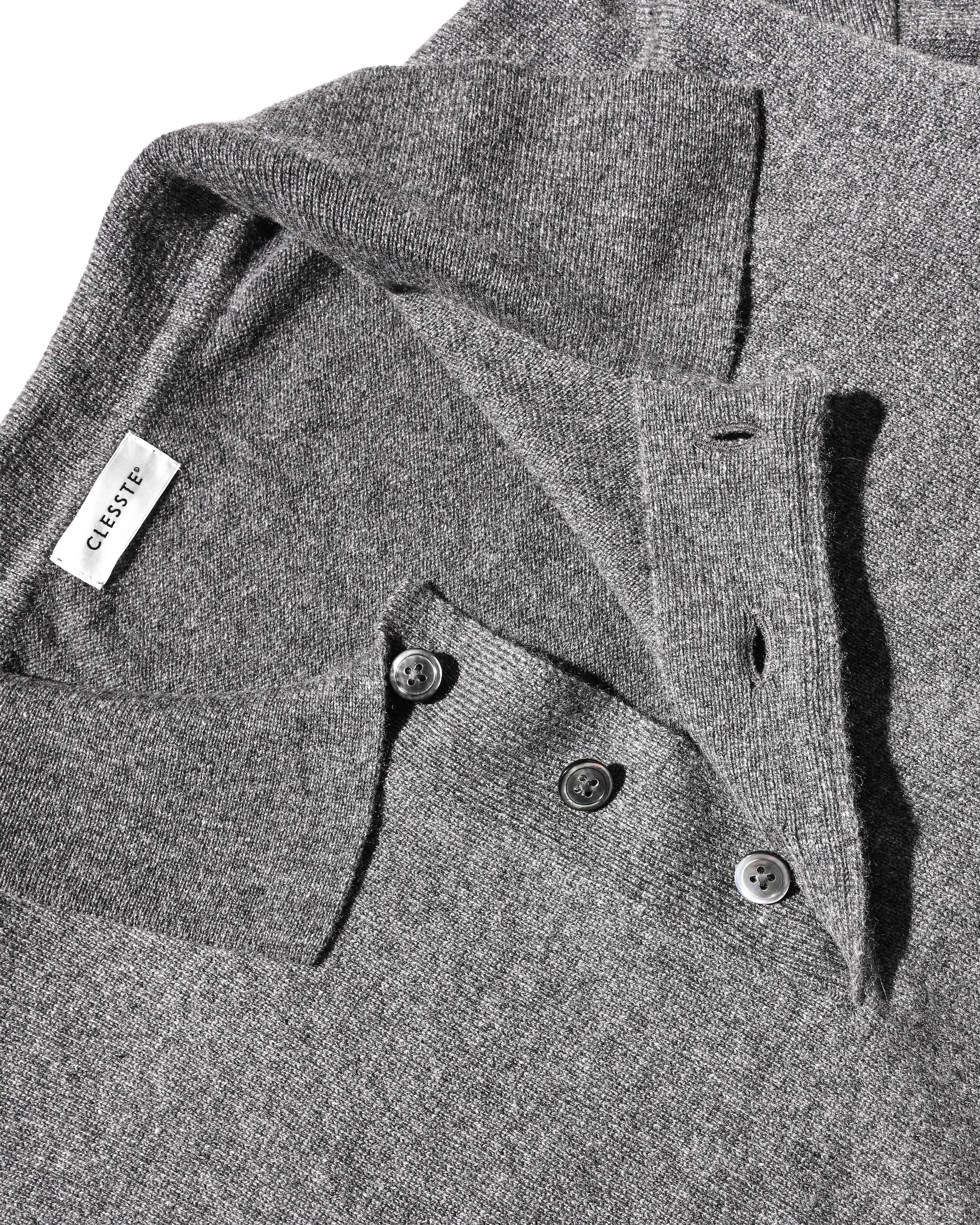 【12.27 SAT 20:00- IN STOCK】CASHMERE KNIT POLO SHIRT (GRAY)