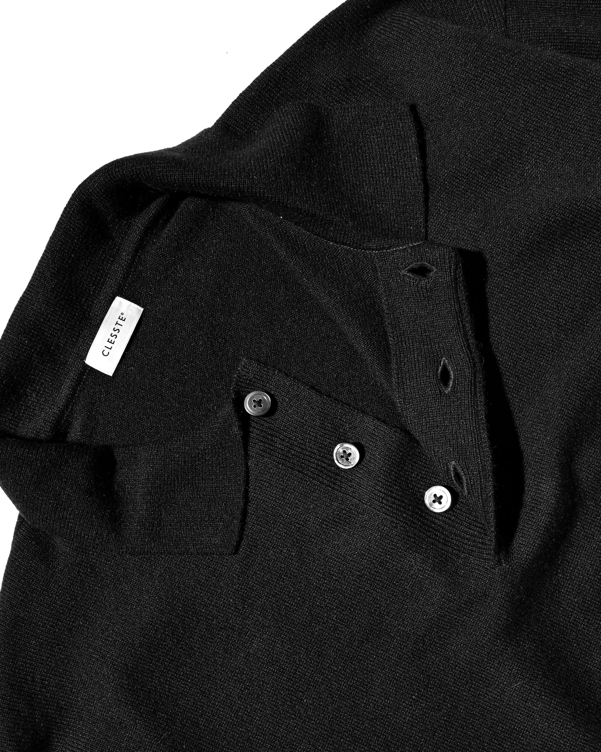 【12.27 SAT 20:00- IN STOCK】CASHMERE KNIT POLO SHIRT (BLACK)
