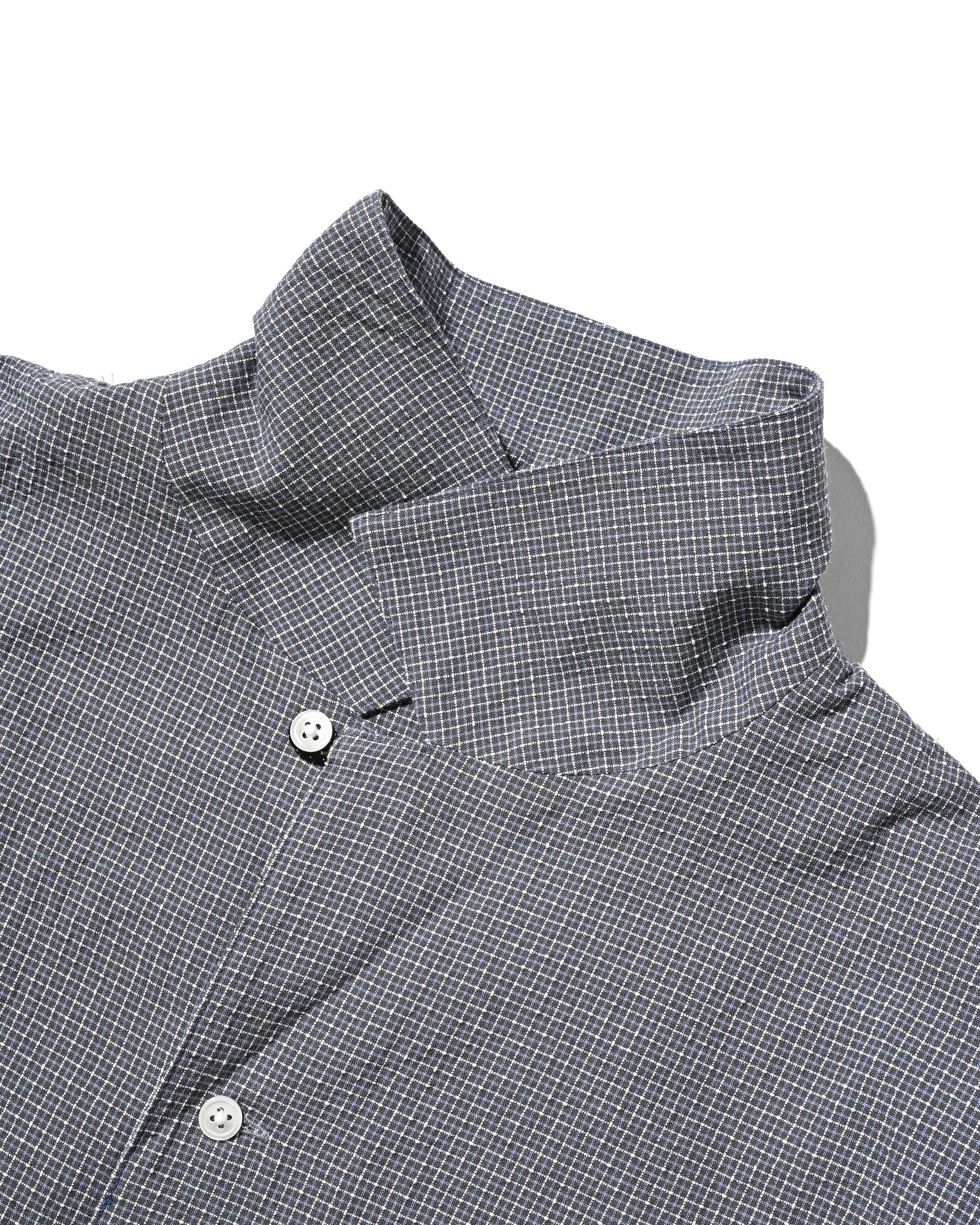 【7.25 SAT 20:00- IN STOCK】MINI CHECK OPEN COLLAR S/S SHIRT (BLUE×WHITE)