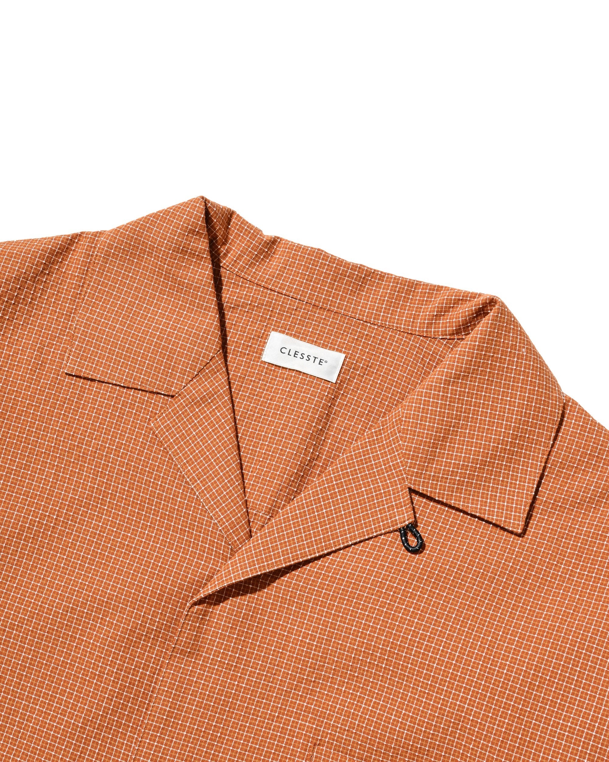【7.25 SAT 20:00- IN STOCK】MINI CHECK OPEN COLLAR S/S SHIRT (TERRACOTTA×WHITE)