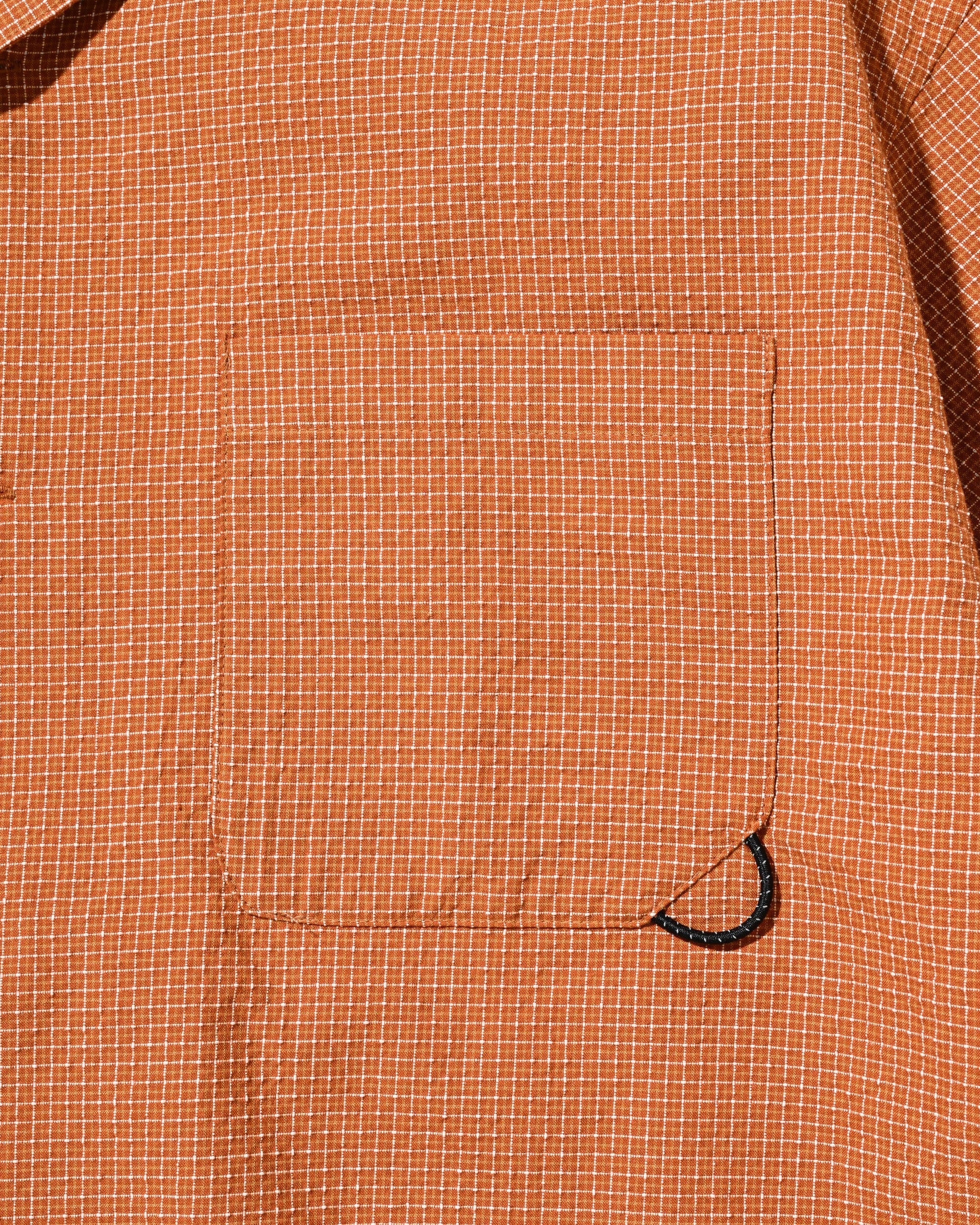 【7.25 SAT 20:00- IN STOCK】MINI CHECK OPEN COLLAR S/S SHIRT (TERRACOTTA×WHITE)