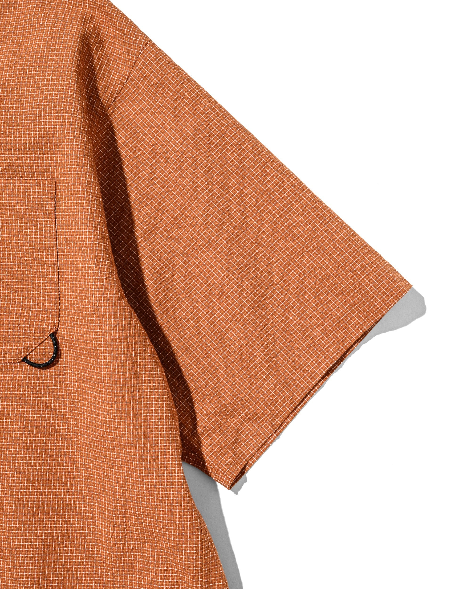 【7.25 SAT 20:00- IN STOCK】MINI CHECK OPEN COLLAR S/S SHIRT (TERRACOTTA×WHITE)