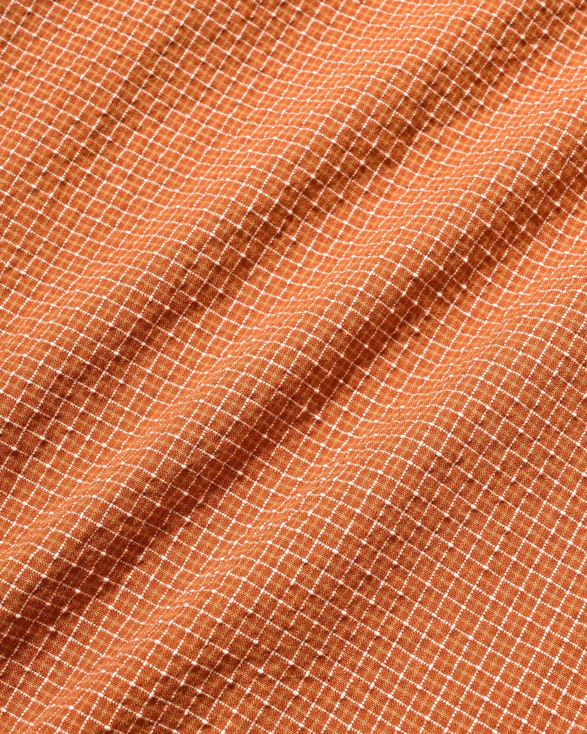 【7.25 SAT 20:00- IN STOCK】MINI CHECK OPEN COLLAR S/S SHIRT (TERRACOTTA×WHITE)