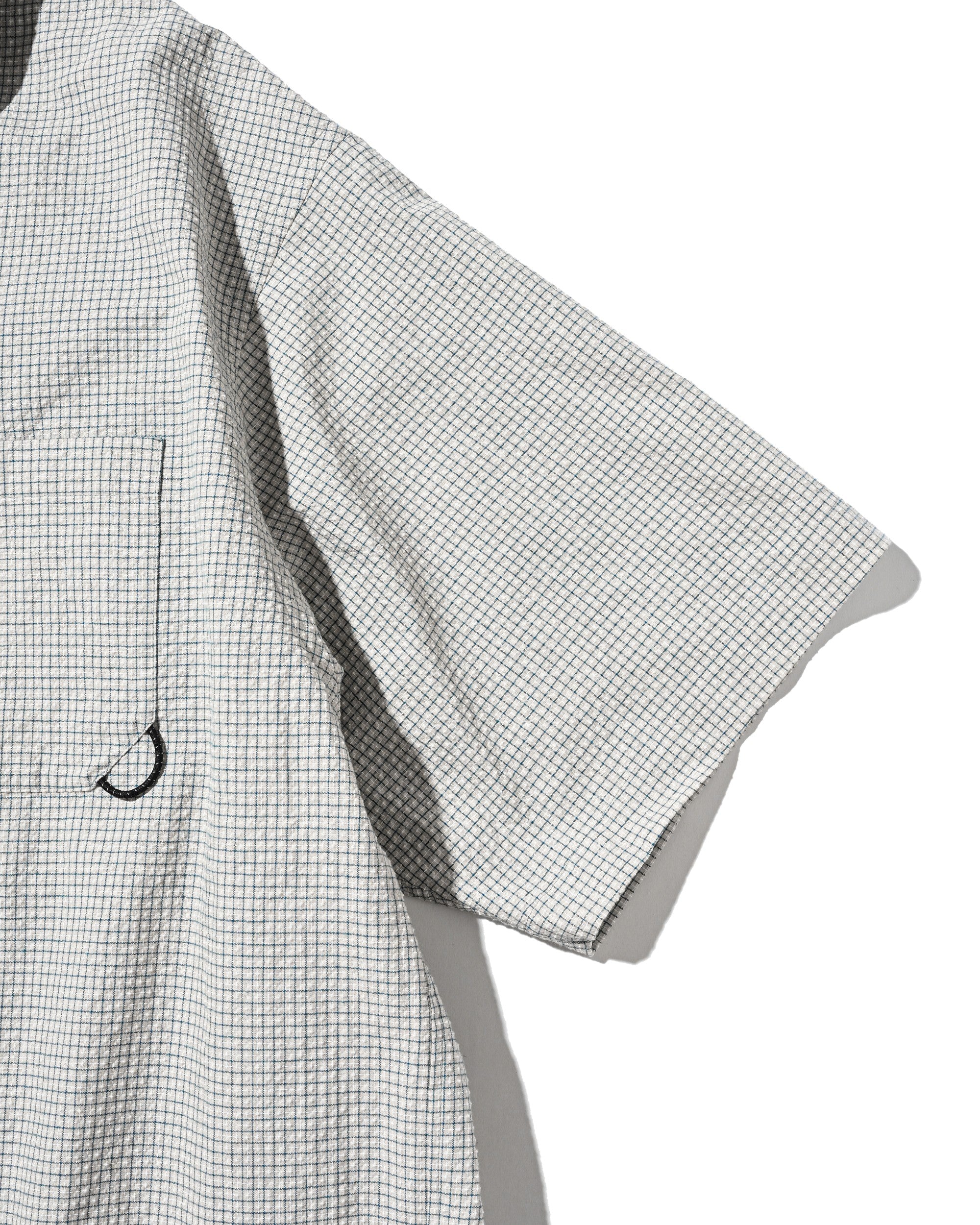 【7.25 SAT 20:00- IN STOCK】MINI CHECK OPEN COLLAR S/S SHIRT (BEIGE×BLUE)