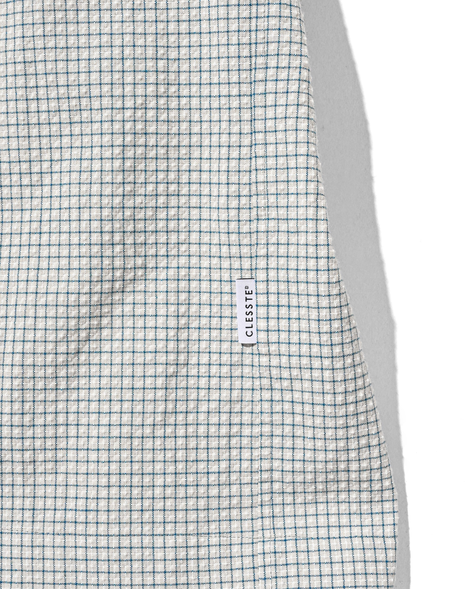 【7.25 SAT 20:00- IN STOCK】MINI CHECK OPEN COLLAR S/S SHIRT (BEIGE×BLUE)