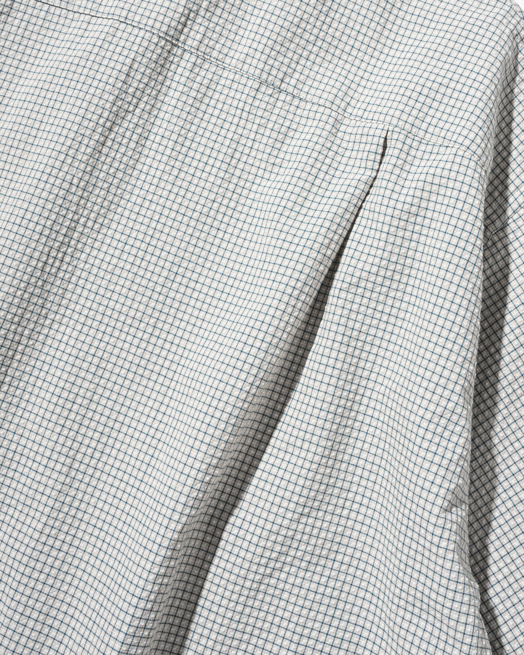 【7.25 SAT 20:00- IN STOCK】MINI CHECK OPEN COLLAR S/S SHIRT (BEIGE×BLUE)