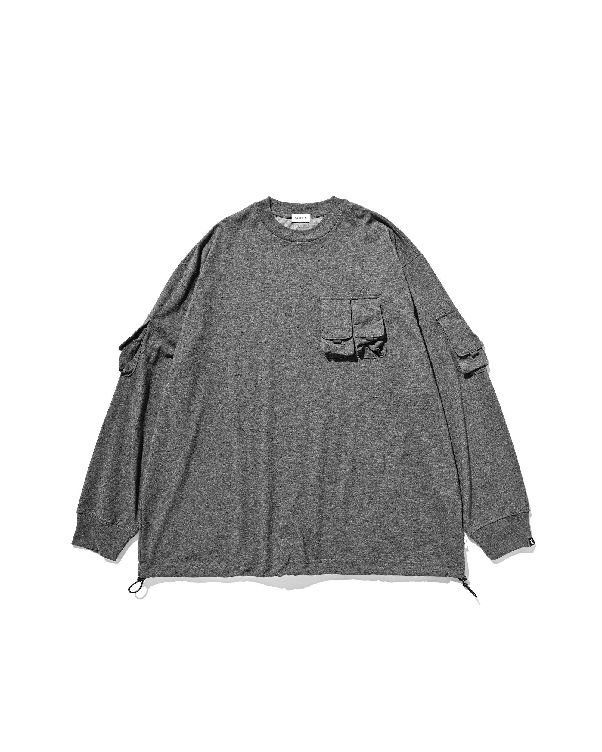 MULTI POCKET L/S T-SHIRT (CHARCOAL)