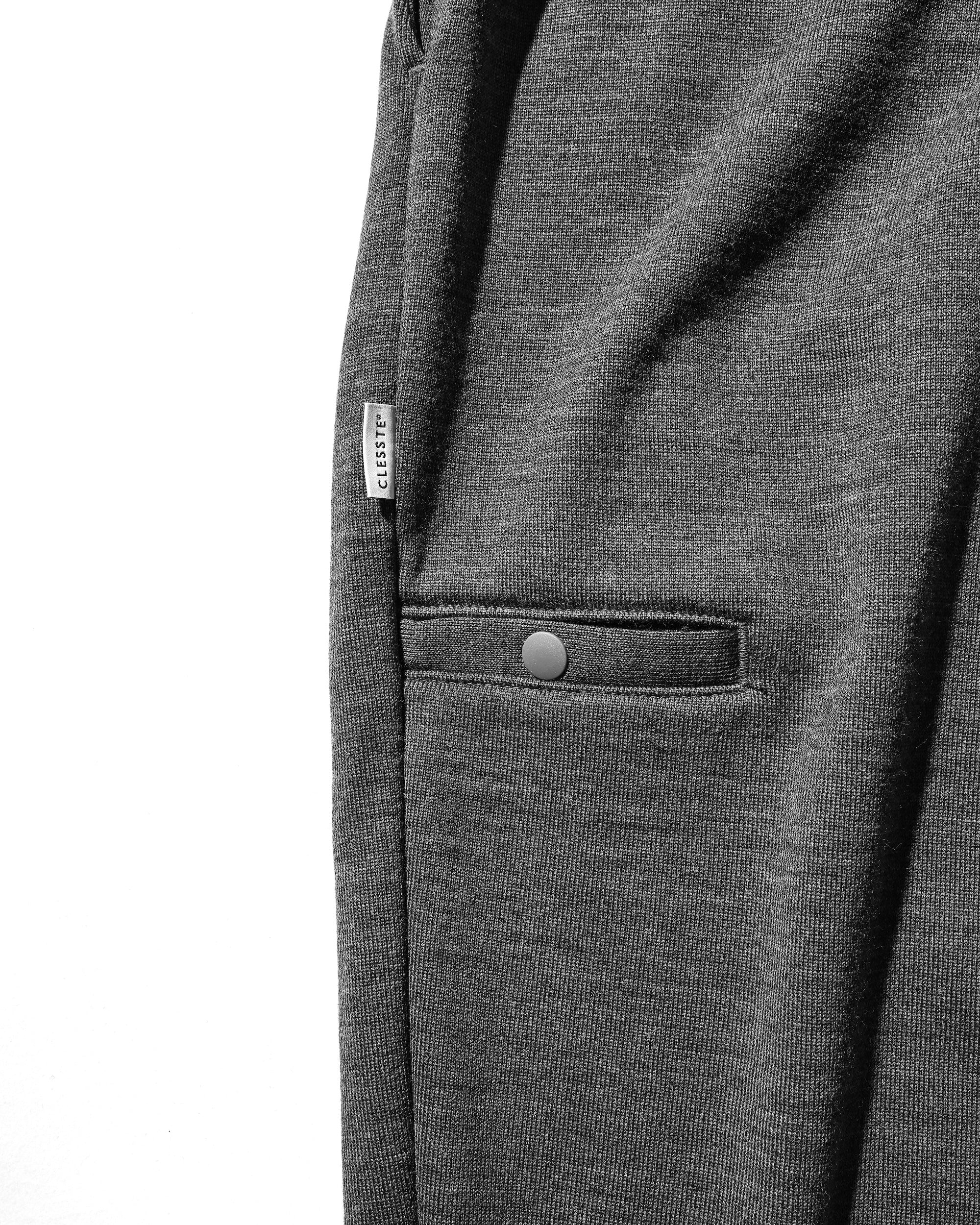 WOOL SWEAT WIDE TAPERED PANTS (GRAY)