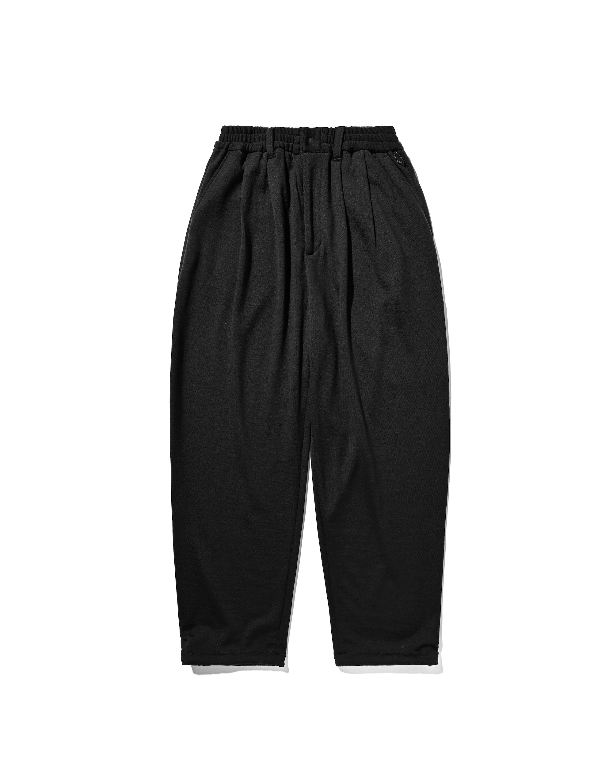 WOOL SWEAT WIDE TAPERED PANTS (BLACK)