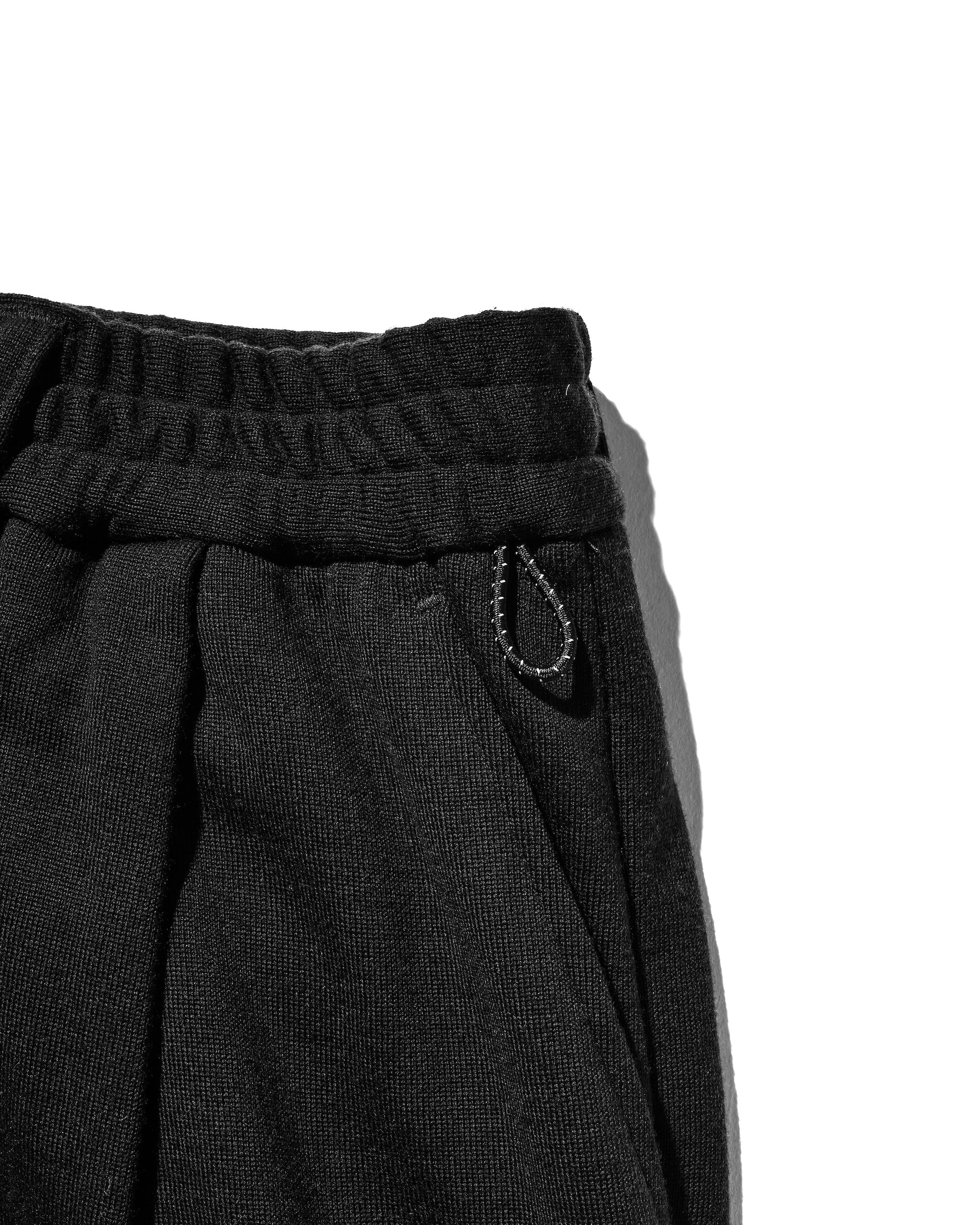 WOOL SWEAT WIDE TAPERED PANTS (BLACK)