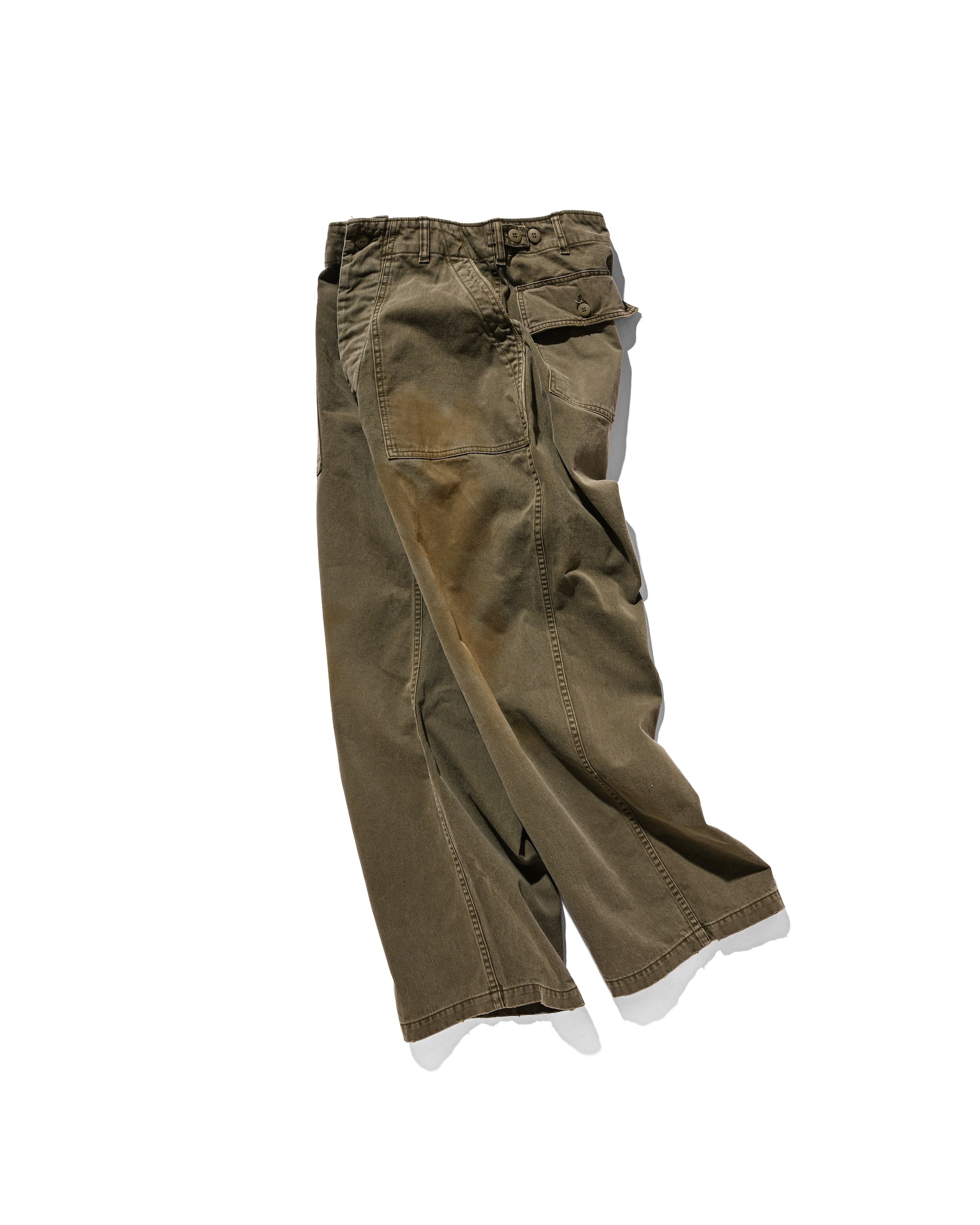 VINTAGE EFFECT BAKER PANTS (OLIVE)