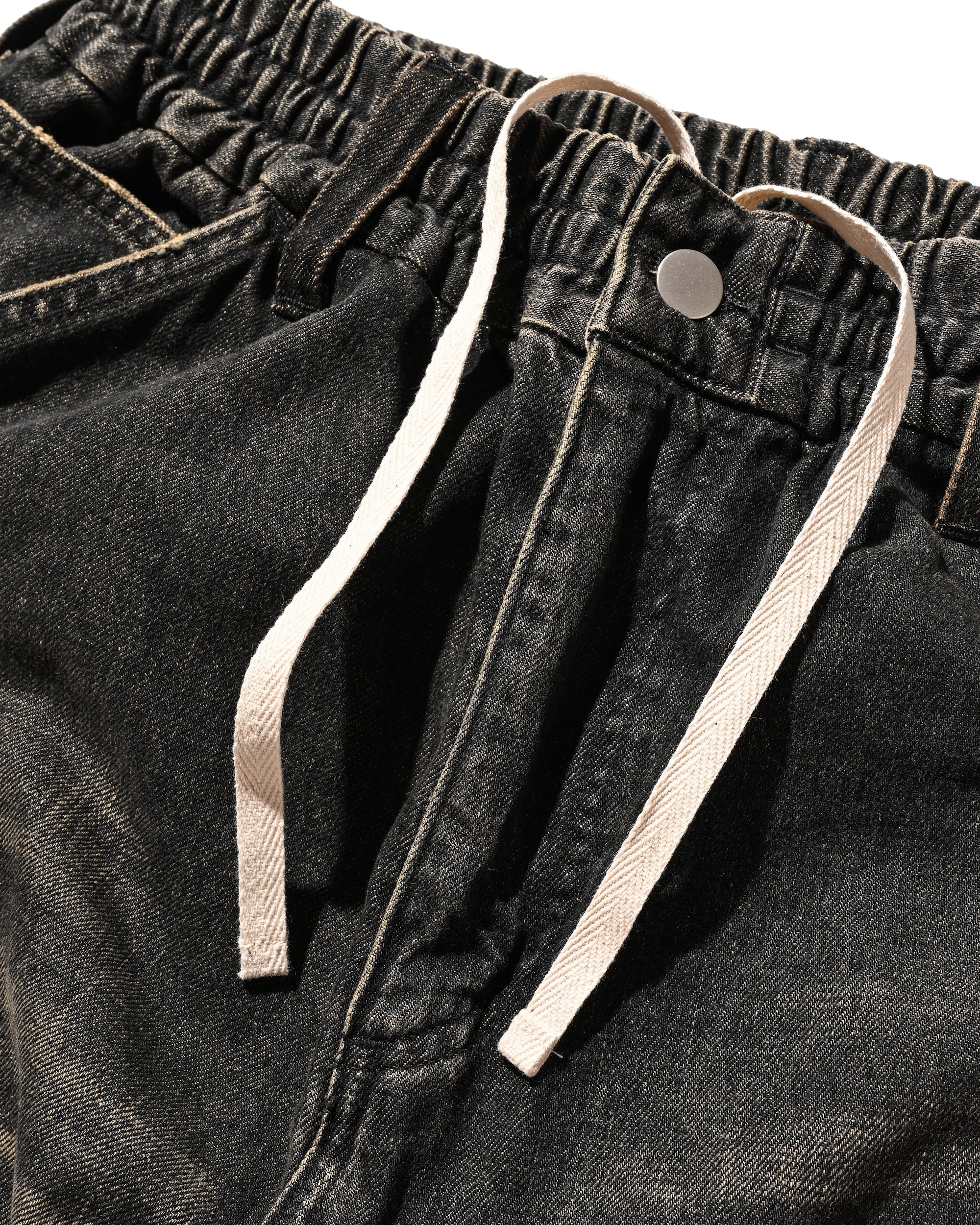 VINTAGE DYED SELVEDGE DENIM WORKER HALF PANTS (VINTAGE BLACK)