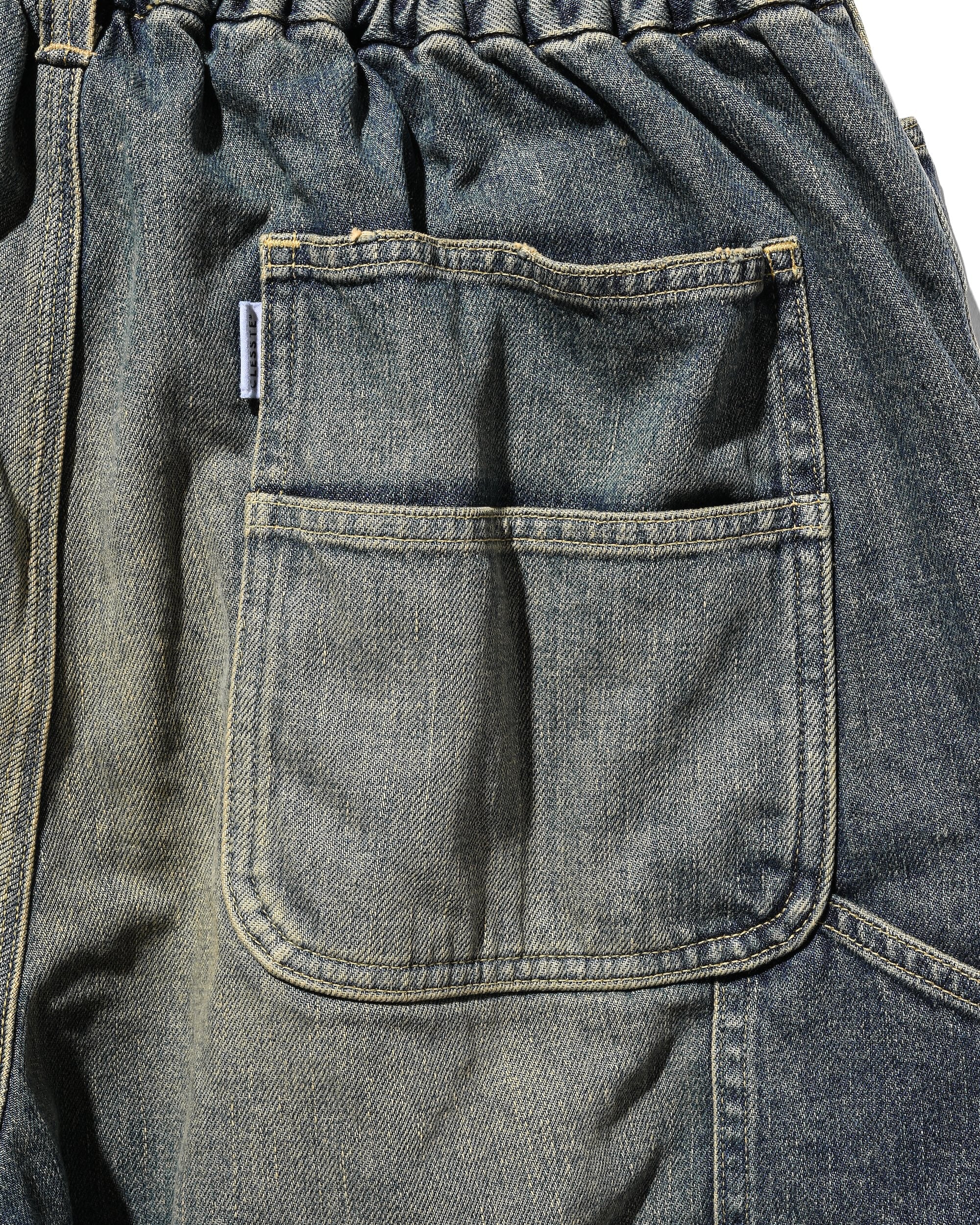 VINTAGE DYED SELVEDGE DENIM WORKER HALF PANTS (VINTAGE INDIGO)