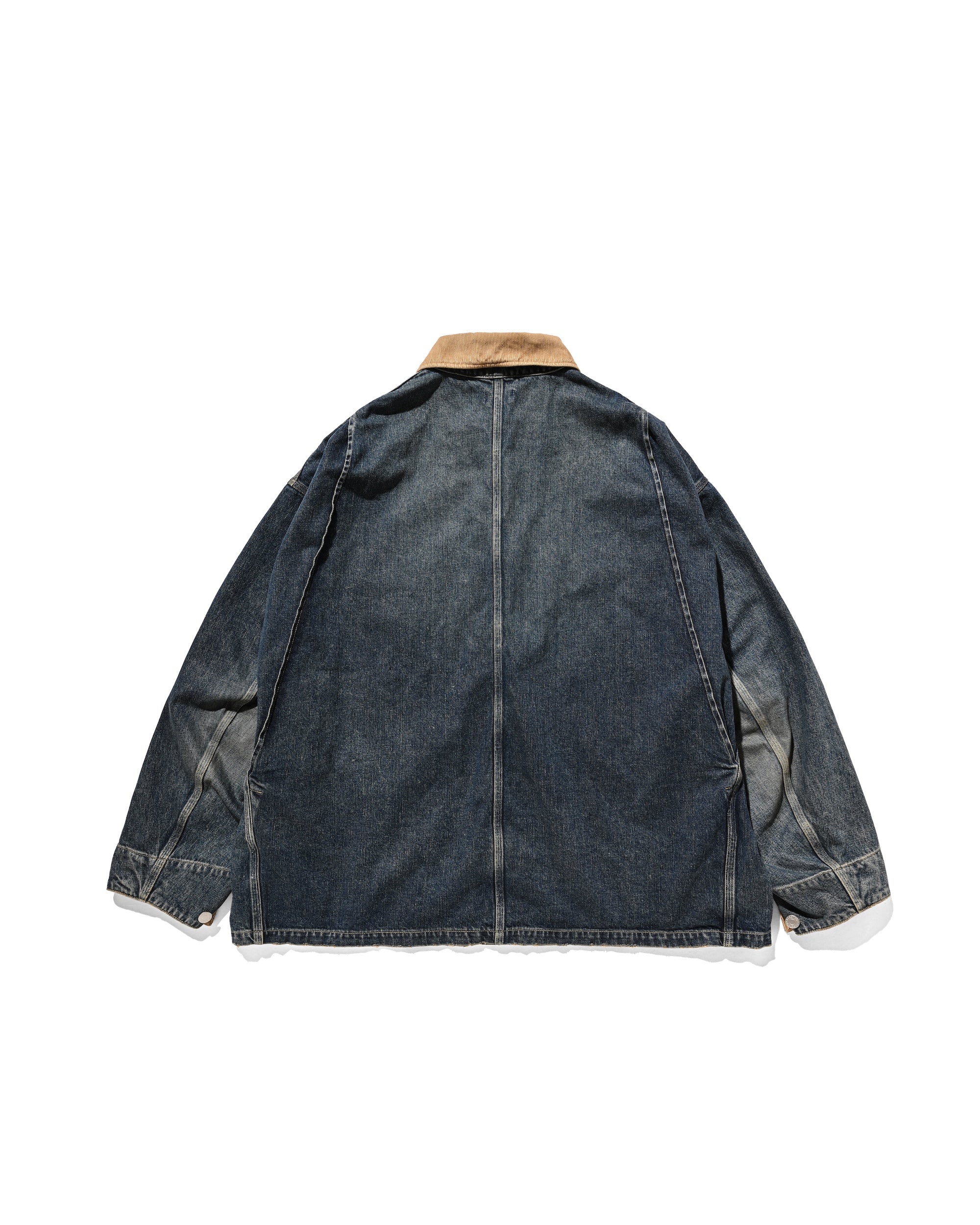 【2.28 SAT 20:00- IN STOCK】CORDUROY COLLAR VINTAGE DYED SELVEDGE DENIM CITY UTILITY COAT (VINTAGE INDIGO)
