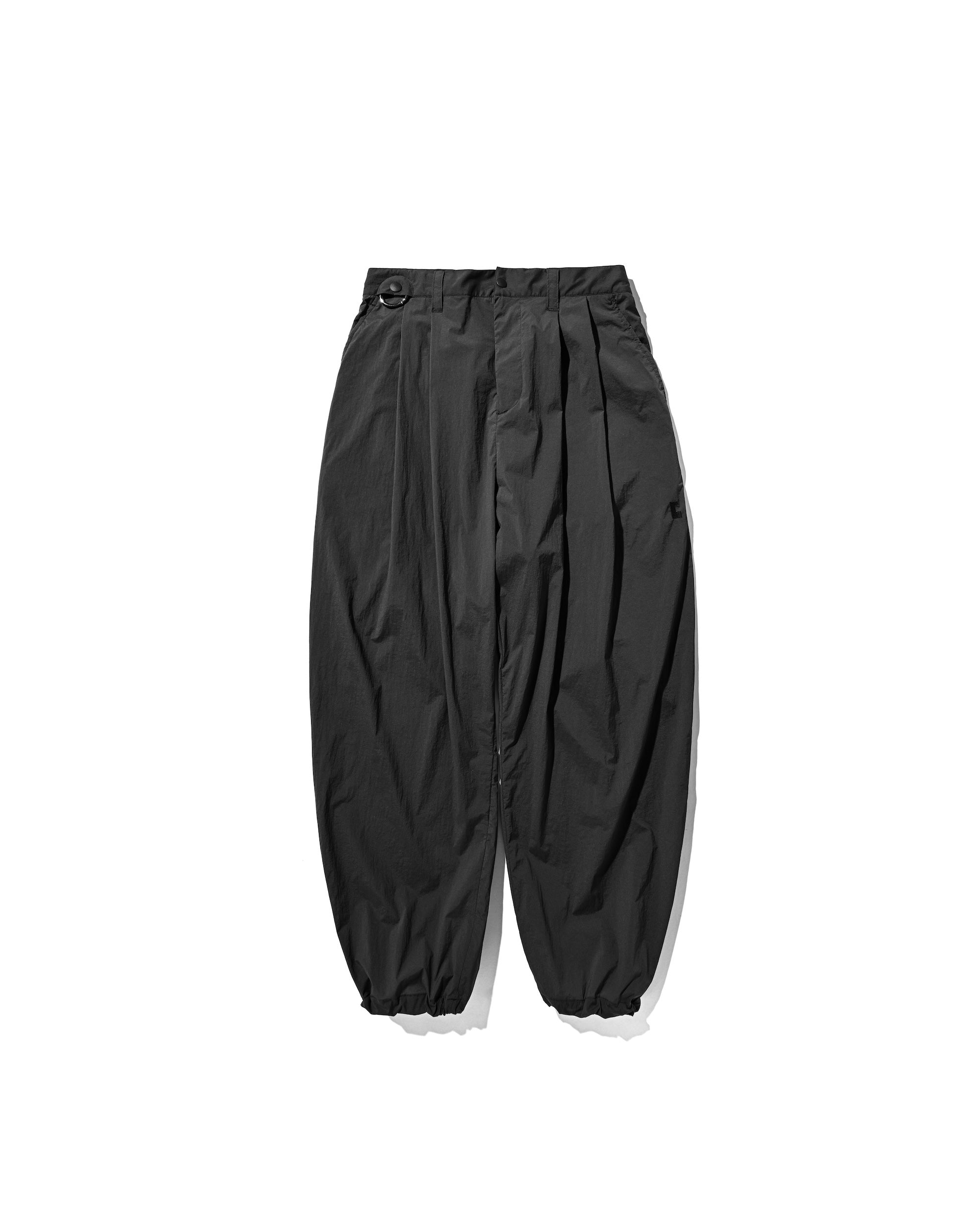 CRISPY NYLON CITY UNIFORM WIDE TAPERED PANTS (CHARCOAL)