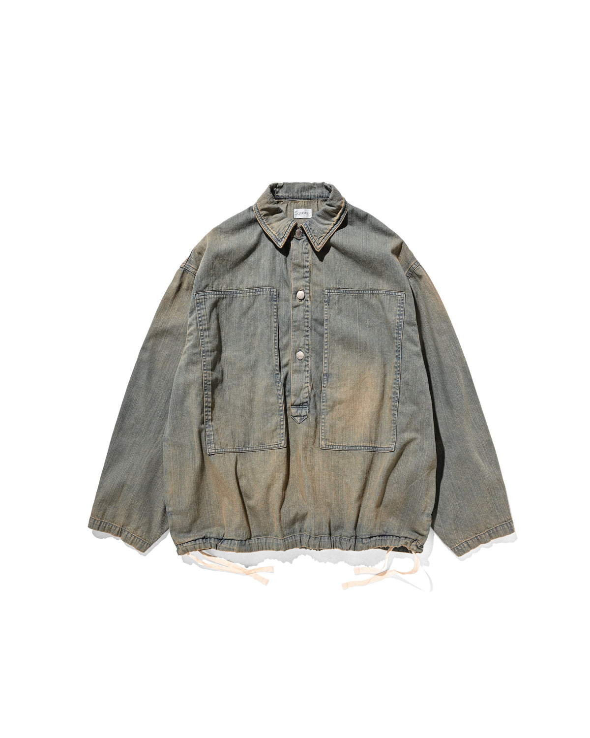 VINTAGE DYED SELVEDGE DENIM US ARMY M-35 PULLOVER JACKET (VINTAGE BEIG