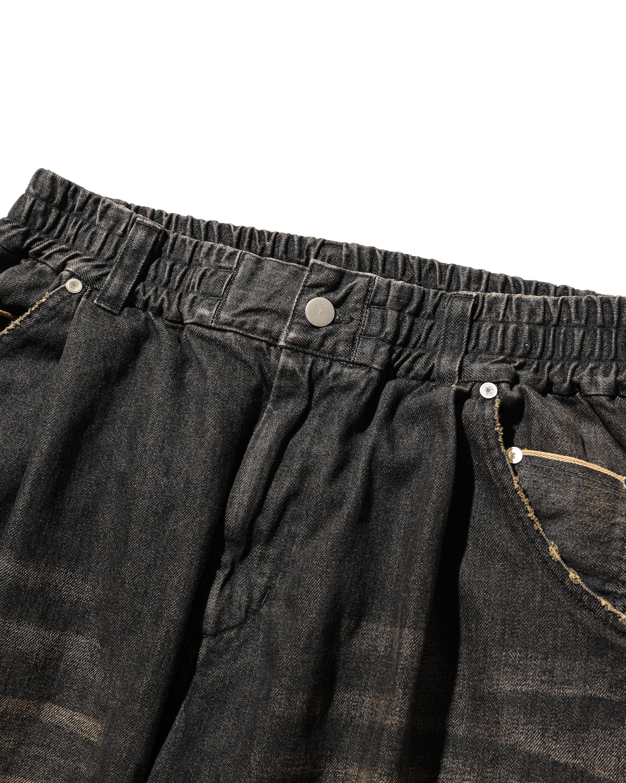【8.30 SAT 20:00- IN STOCK】VINTAGE DYED SELVEDGE DENIM WIDE PANTS (VINTAGE BLACK)