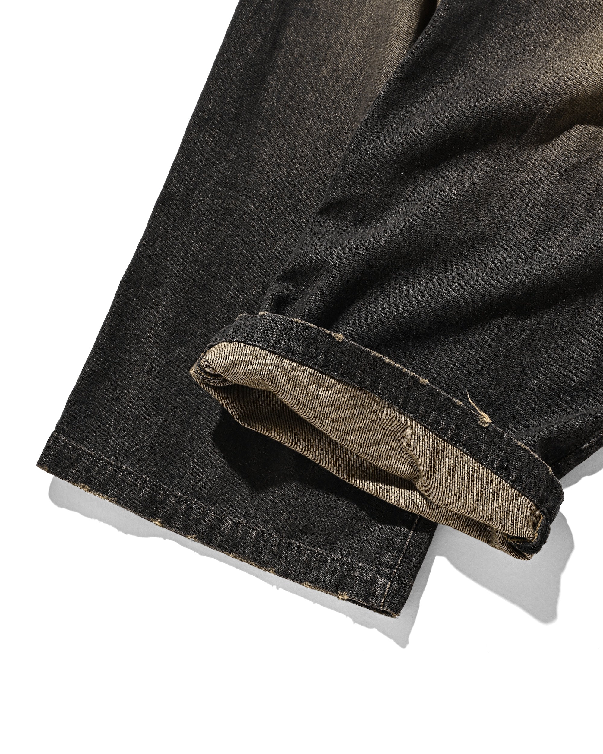 【8.30 SAT 20:00- IN STOCK】VINTAGE DYED SELVEDGE DENIM WIDE PANTS (VINTAGE BLACK)
