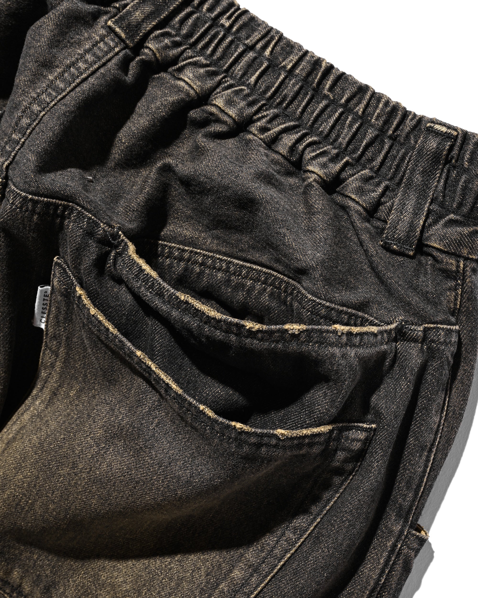 【8.30 SAT 20:00- IN STOCK】VINTAGE DYED SELVEDGE DENIM WIDE PANTS (VINTAGE BLACK)