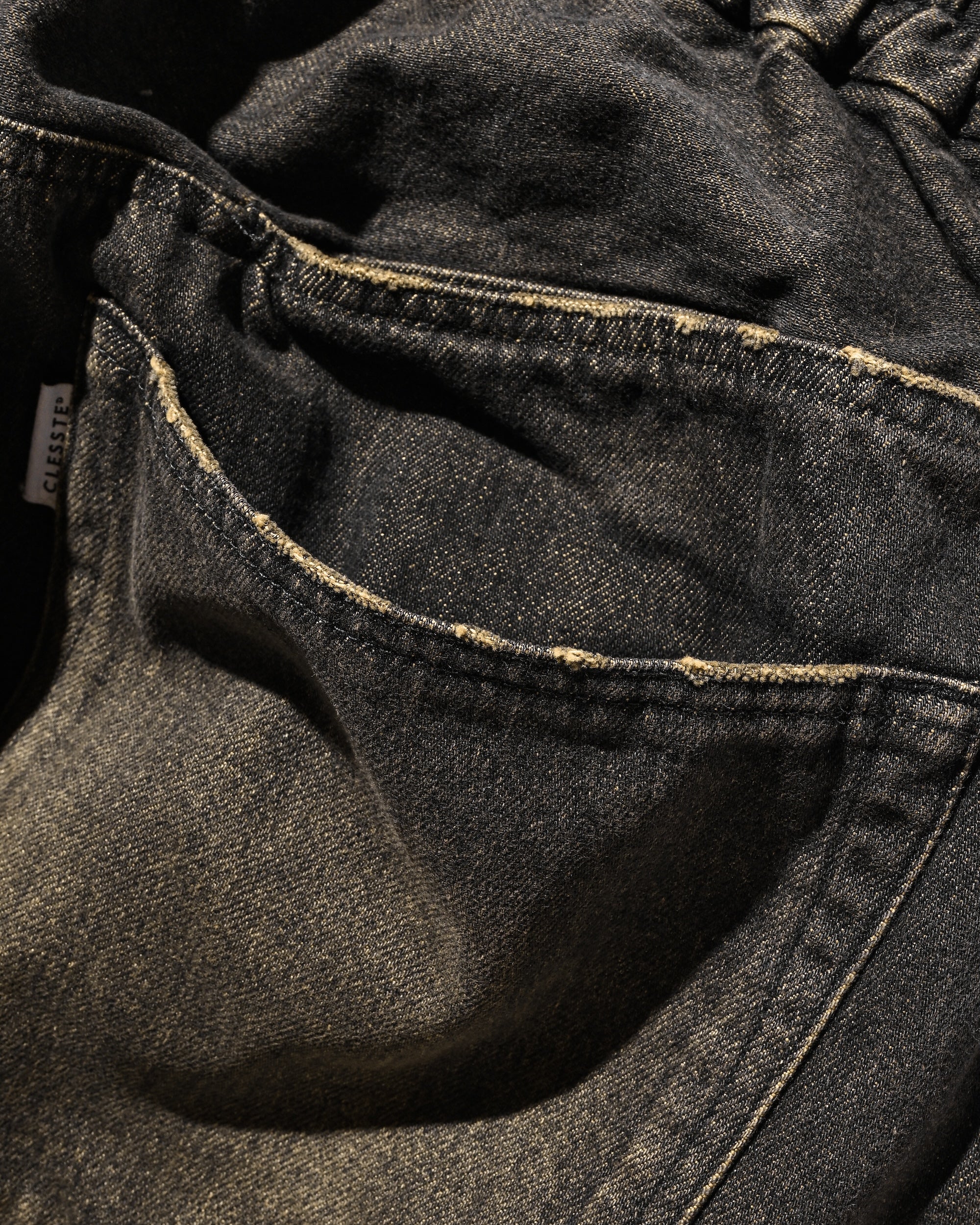 【8.30 SAT 20:00- IN STOCK】VINTAGE DYED SELVEDGE DENIM WIDE PANTS (VINTAGE BLACK)