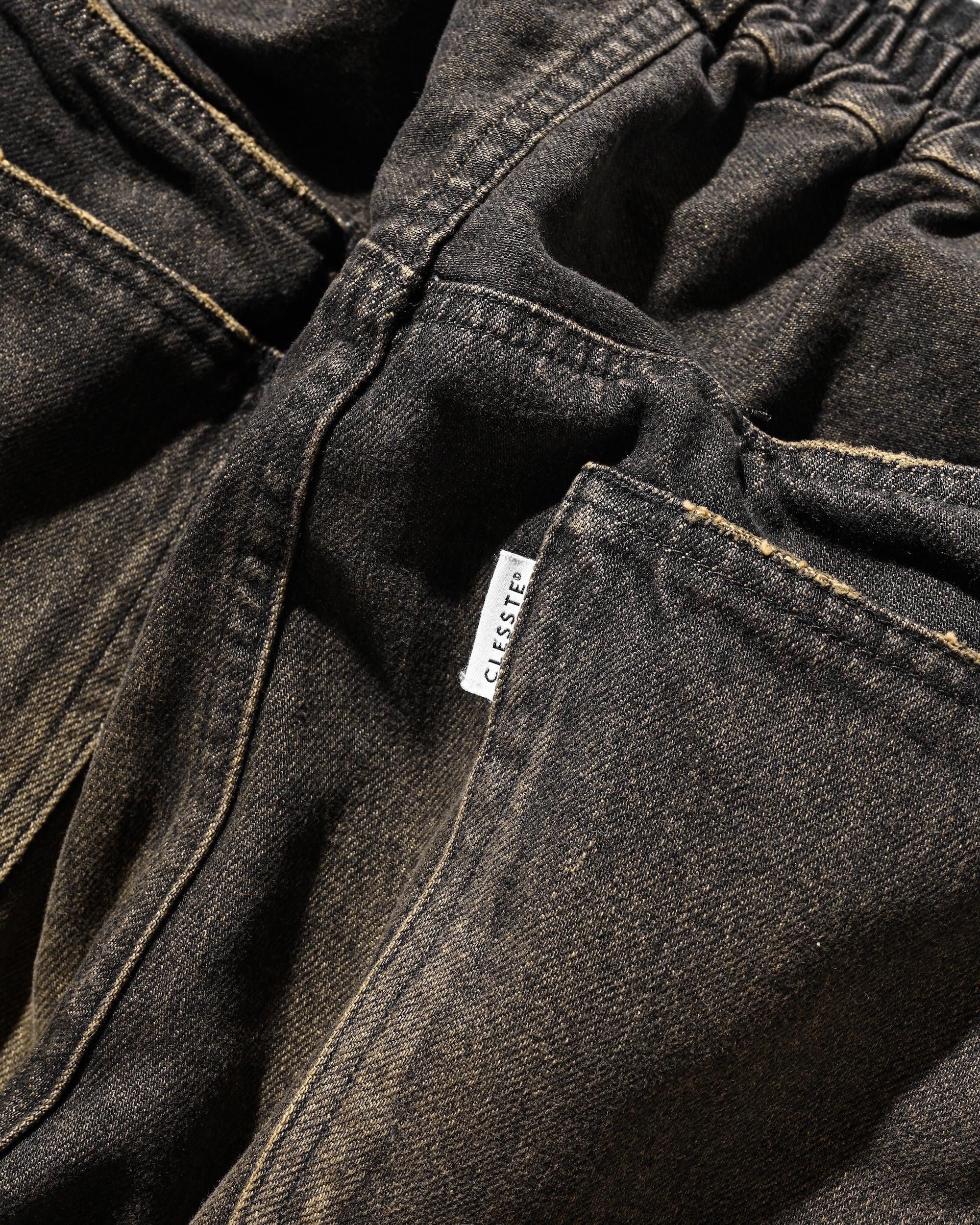 【8.30 SAT 20:00- IN STOCK】VINTAGE DYED SELVEDGE DENIM WIDE PANTS (VINTAGE BLACK)