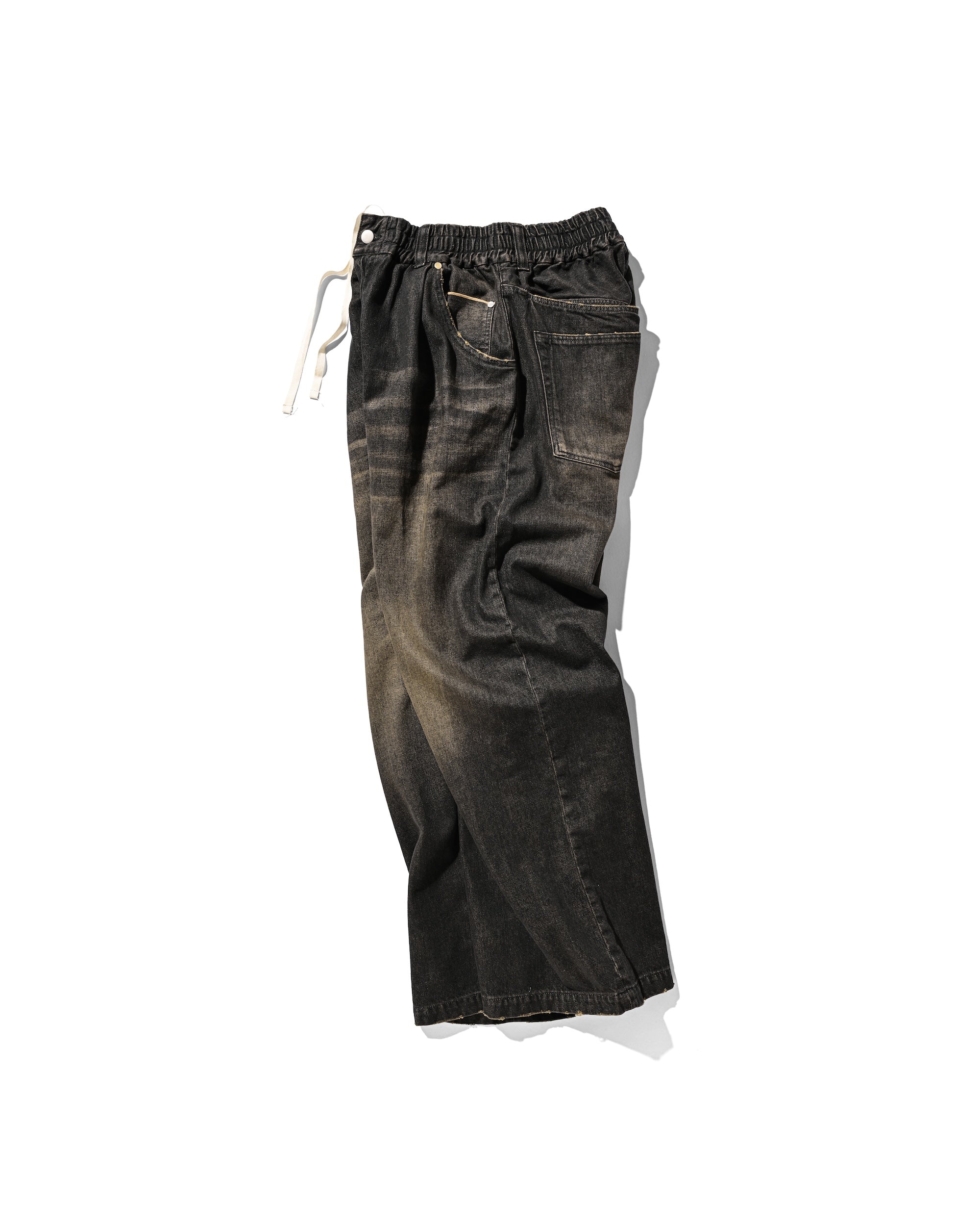 【8.30 SAT 20:00- IN STOCK】VINTAGE DYED SELVEDGE DENIM WIDE PANTS (VINTAGE BLACK)