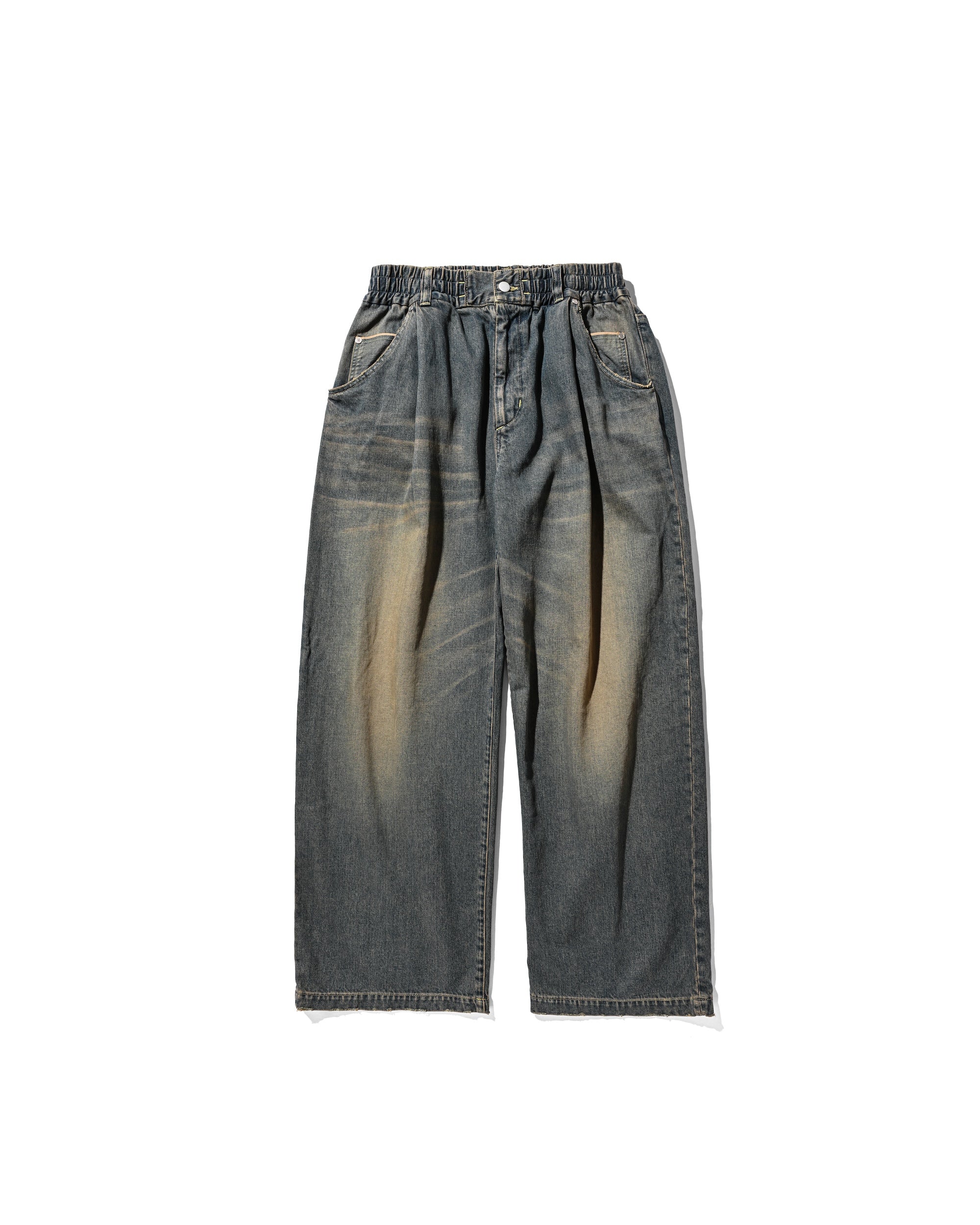 VINTAGE DYED SELVEDGE DENIM WIDE PANTS (VINTAGE BROWN) 