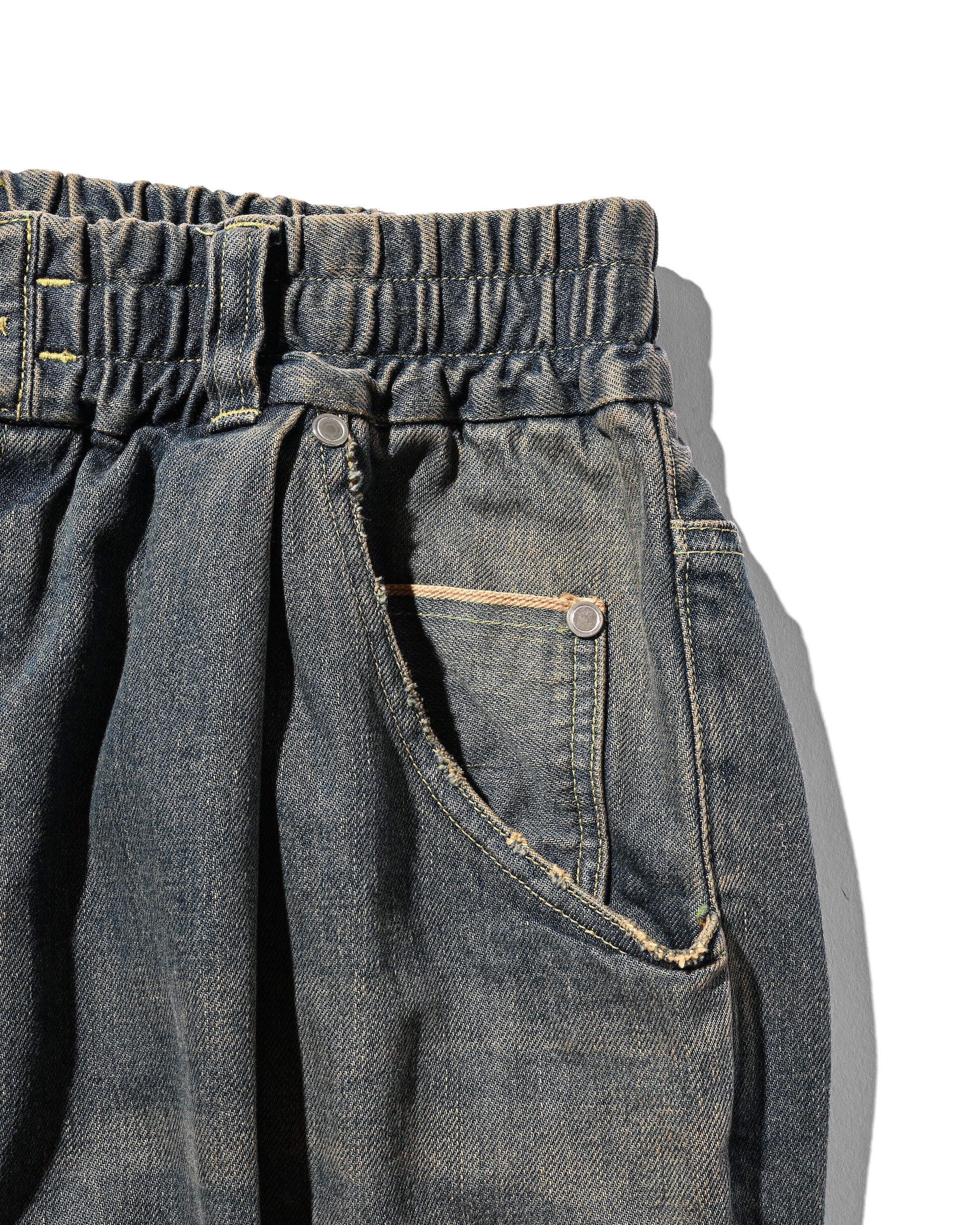 【8.30 SAT 20:00- IN STOCK】VINTAGE DYED SELVEDGE DENIM WIDE PANTS (VINTAGE BROWN)