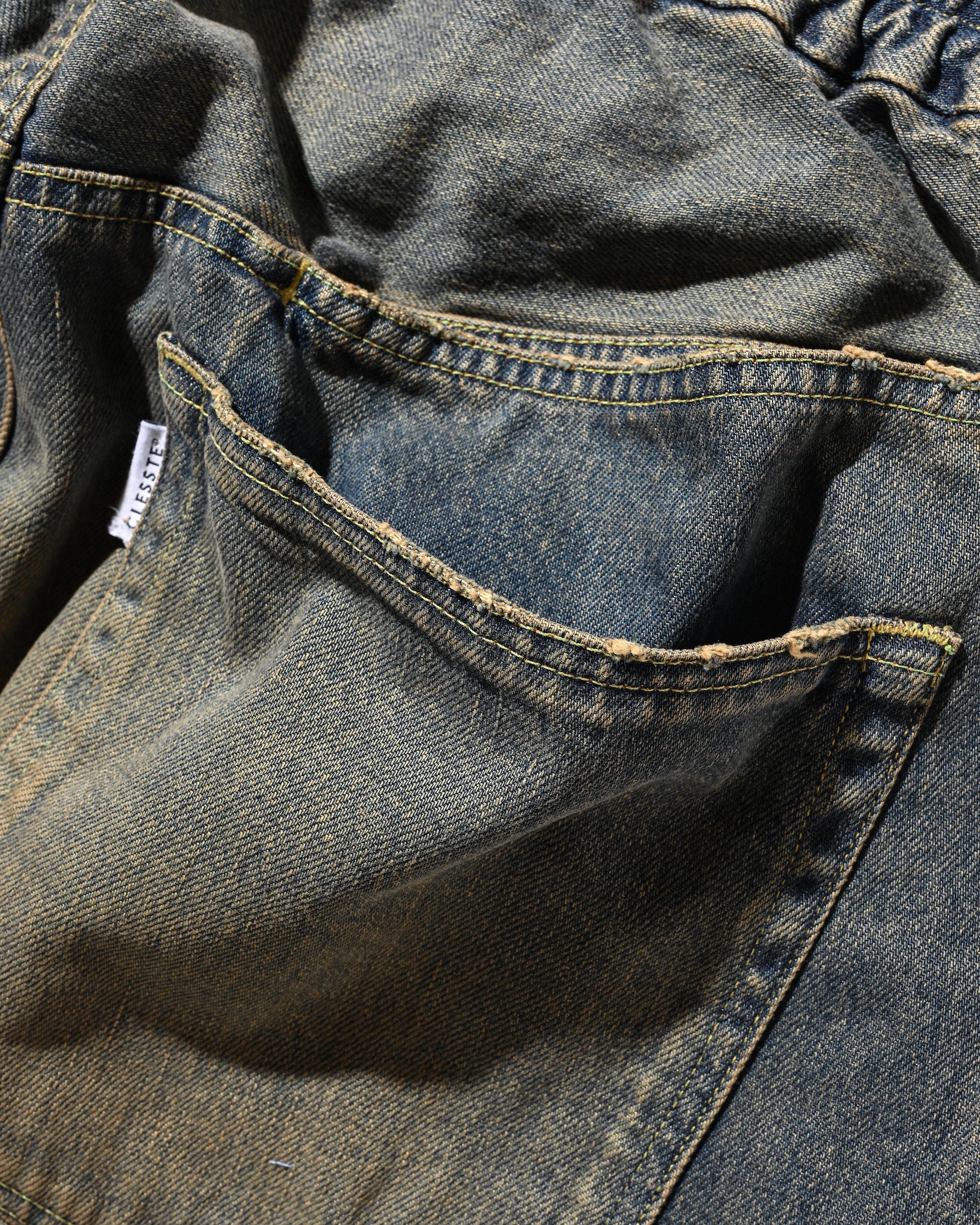 【8.30 SAT 20:00- IN STOCK】VINTAGE DYED SELVEDGE DENIM WIDE PANTS (VINTAGE BROWN)