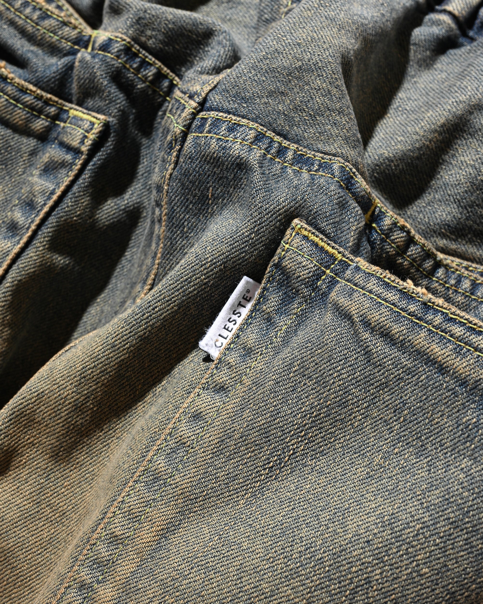 【8.30 SAT 20:00- IN STOCK】VINTAGE DYED SELVEDGE DENIM WIDE PANTS (VINTAGE BROWN)
