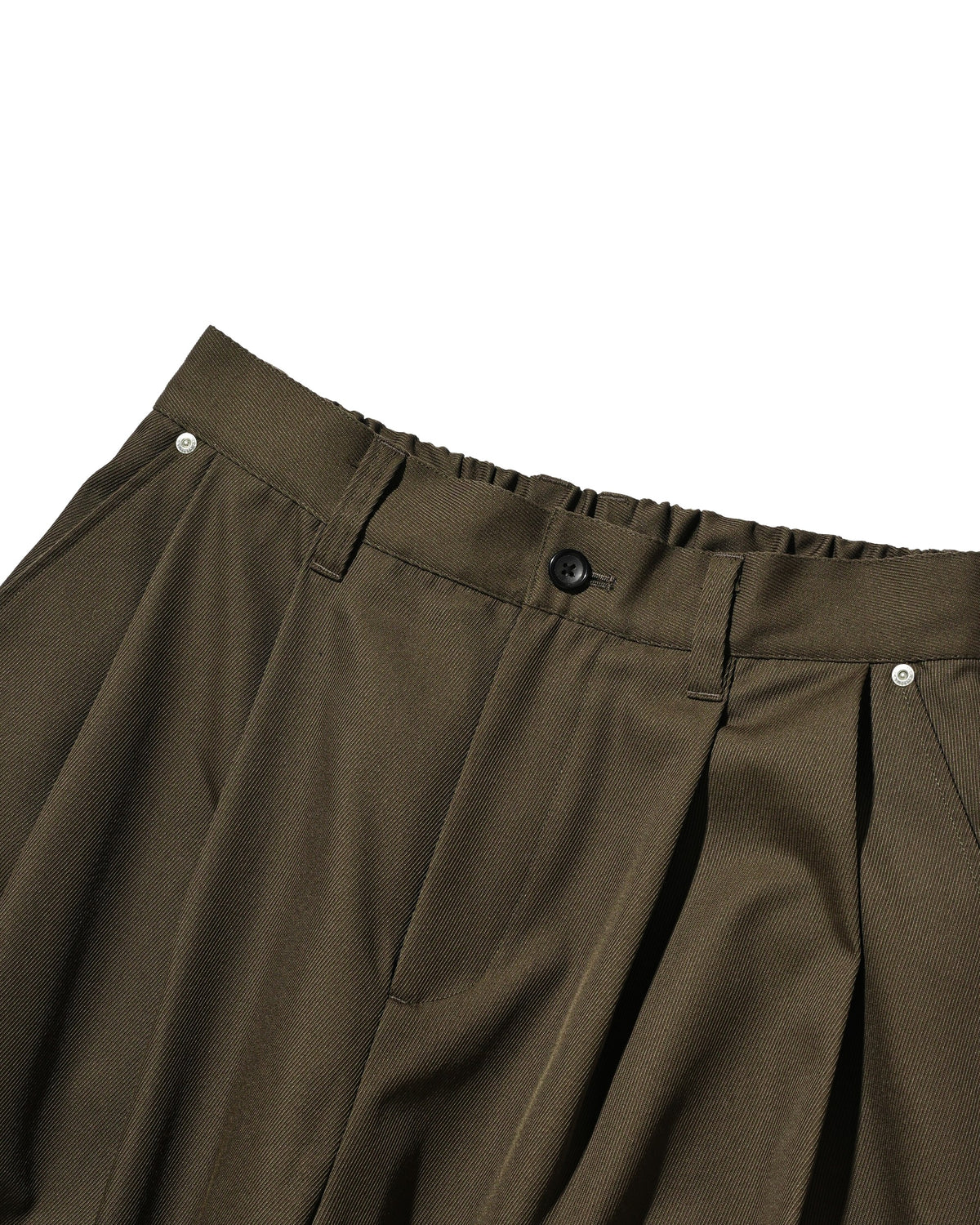 【10.7 WED 20:00- IN STOCK】 WOOL KERSEY CITY WIDE TAPERED BALLOON PANTS (OLIVE)