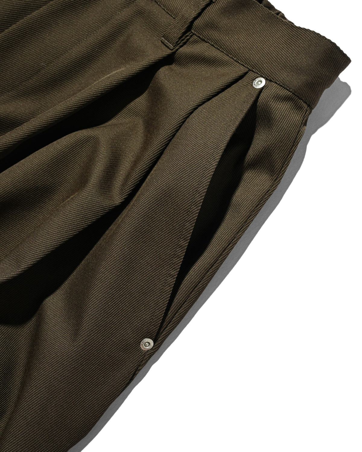 【10.7 WED 20:00- IN STOCK】 WOOL KERSEY CITY WIDE TAPERED BALLOON PANTS (OLIVE)