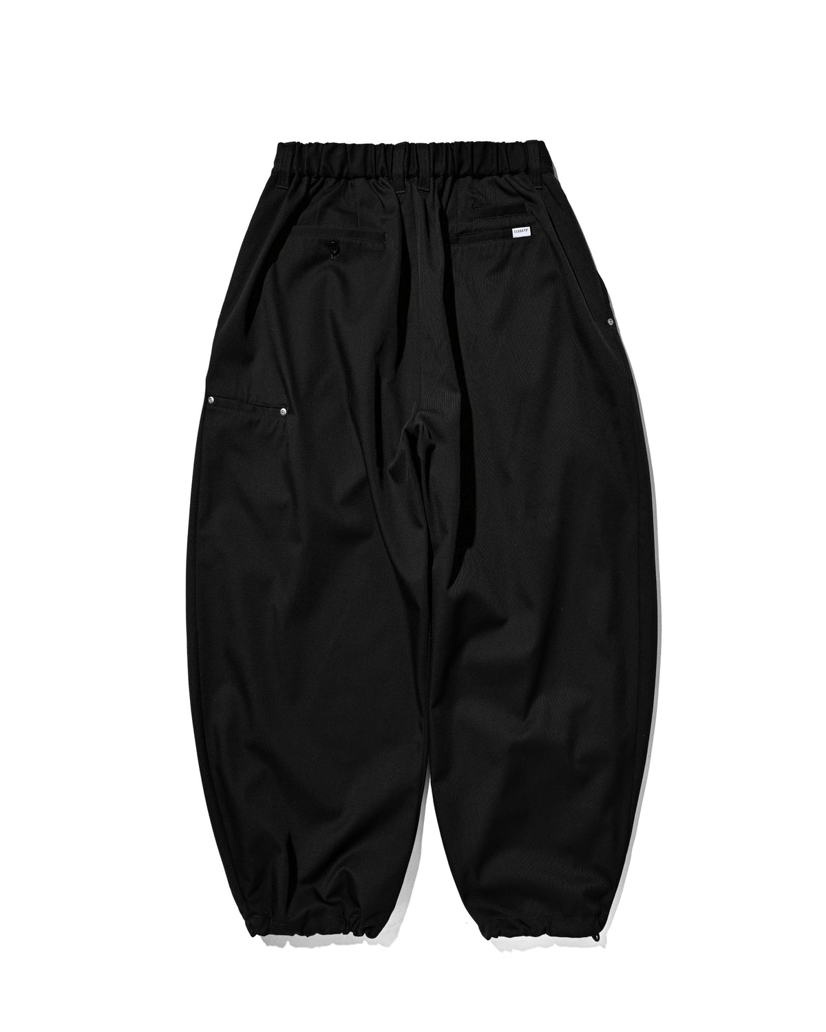 【10.7 WED 20:00- IN STOCK】 WOOL KERSEY CITY WIDE TAPERED BALLOON PANTS (BLACK)