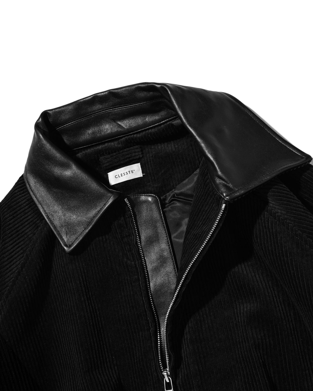 【10.21 WED 20:00- IN STOCK】 LEATHER COLLAR CORDUROY CITY UTILITY BALLOON JACKET (BLACK)