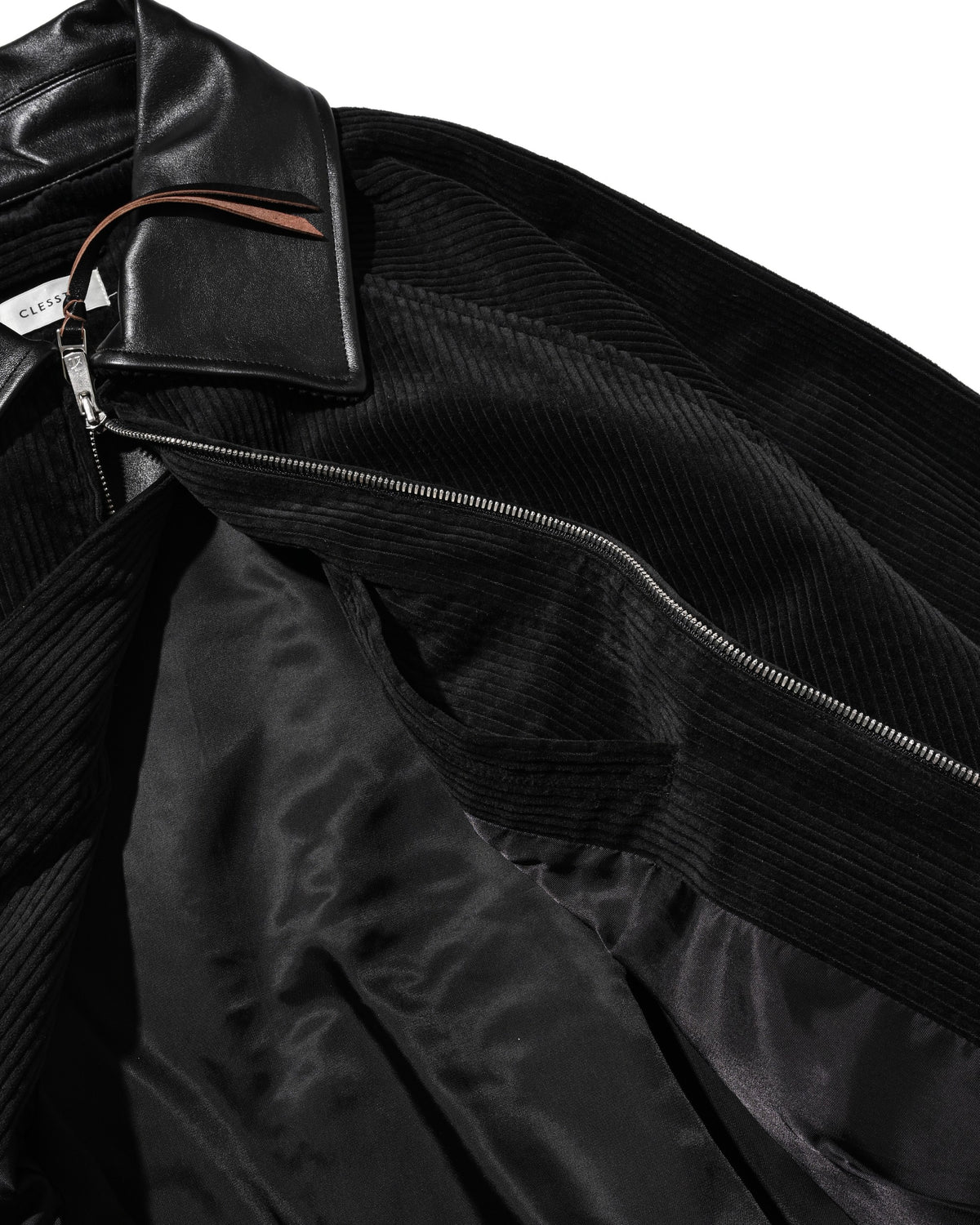 【10.21 WED 20:00- IN STOCK】 LEATHER COLLAR CORDUROY CITY UTILITY BALLOON JACKET (BLACK)