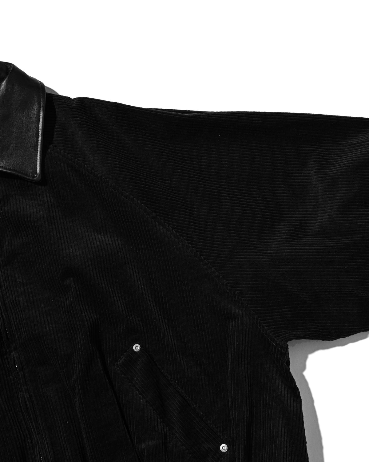 【10.21 WED 20:00- IN STOCK】 LEATHER COLLAR CORDUROY CITY UTILITY BALLOON JACKET (BLACK)