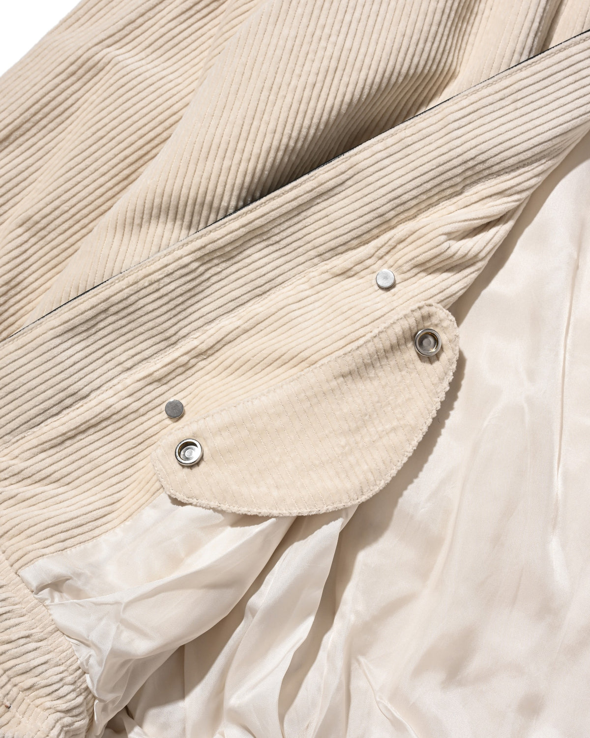 【10.21 WED 20:00- IN STOCK】 LEATHER COLLAR CORDUROY CITY UTILITY BALLOON JACKET (OFF WHITE)